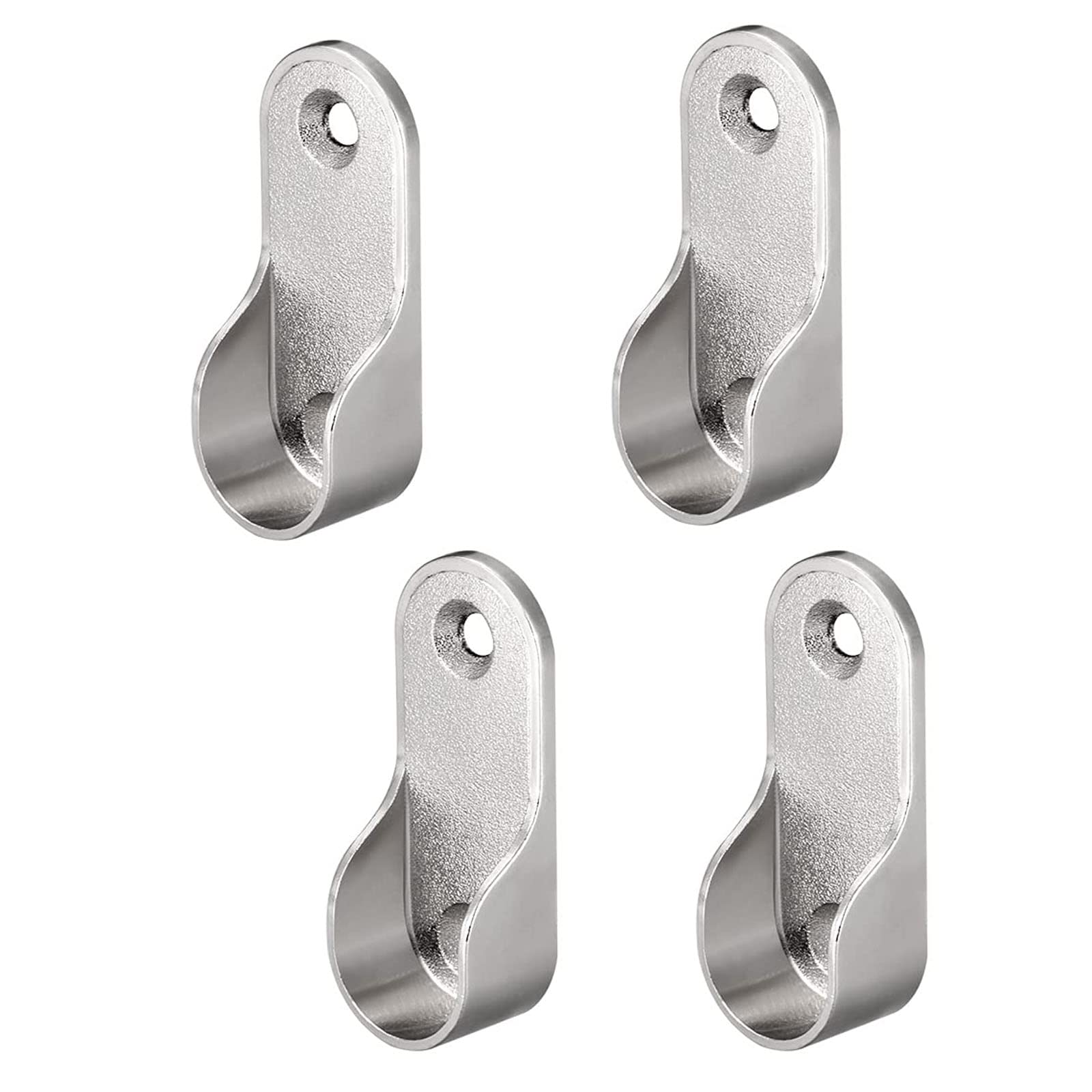 Ta-Vigor Silver Tone Oval Closet Rod End Supports Dia 16Mm, Zinc Alloy 4Pcs Wardrobe Hanging Rail Rod Fittings Wardrobe Flange Bracket Holder