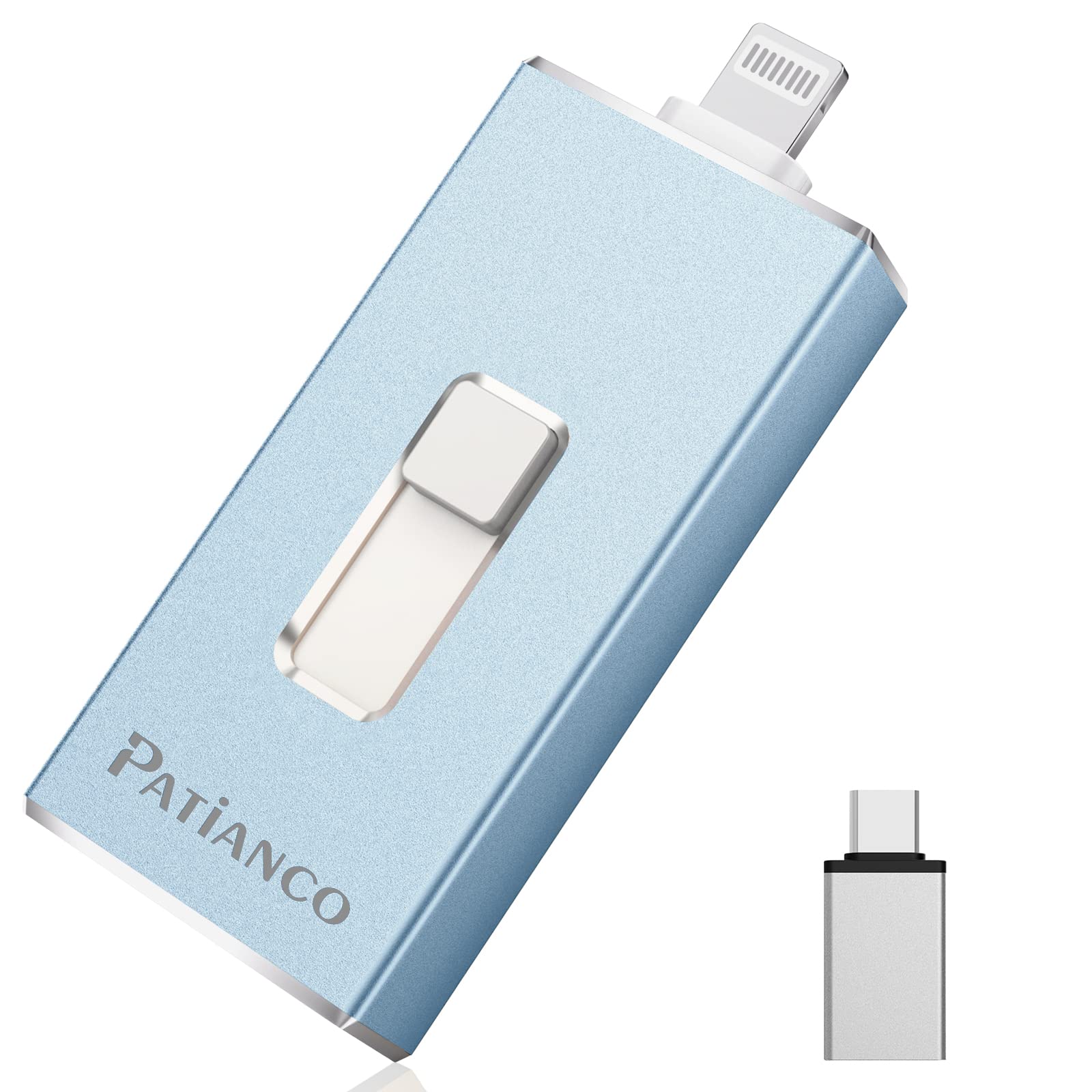 Patianco【MFi正規認証品】phone usbメモリ 256gb usb phone usbメモリ phone バックアップ phone usbメモリ mfi認証 usbメモリ フラッシュメモリ Android/PC/IOS 外付けメモリ 容量不足解消 大容量 データ保存 スライド式, RCR01