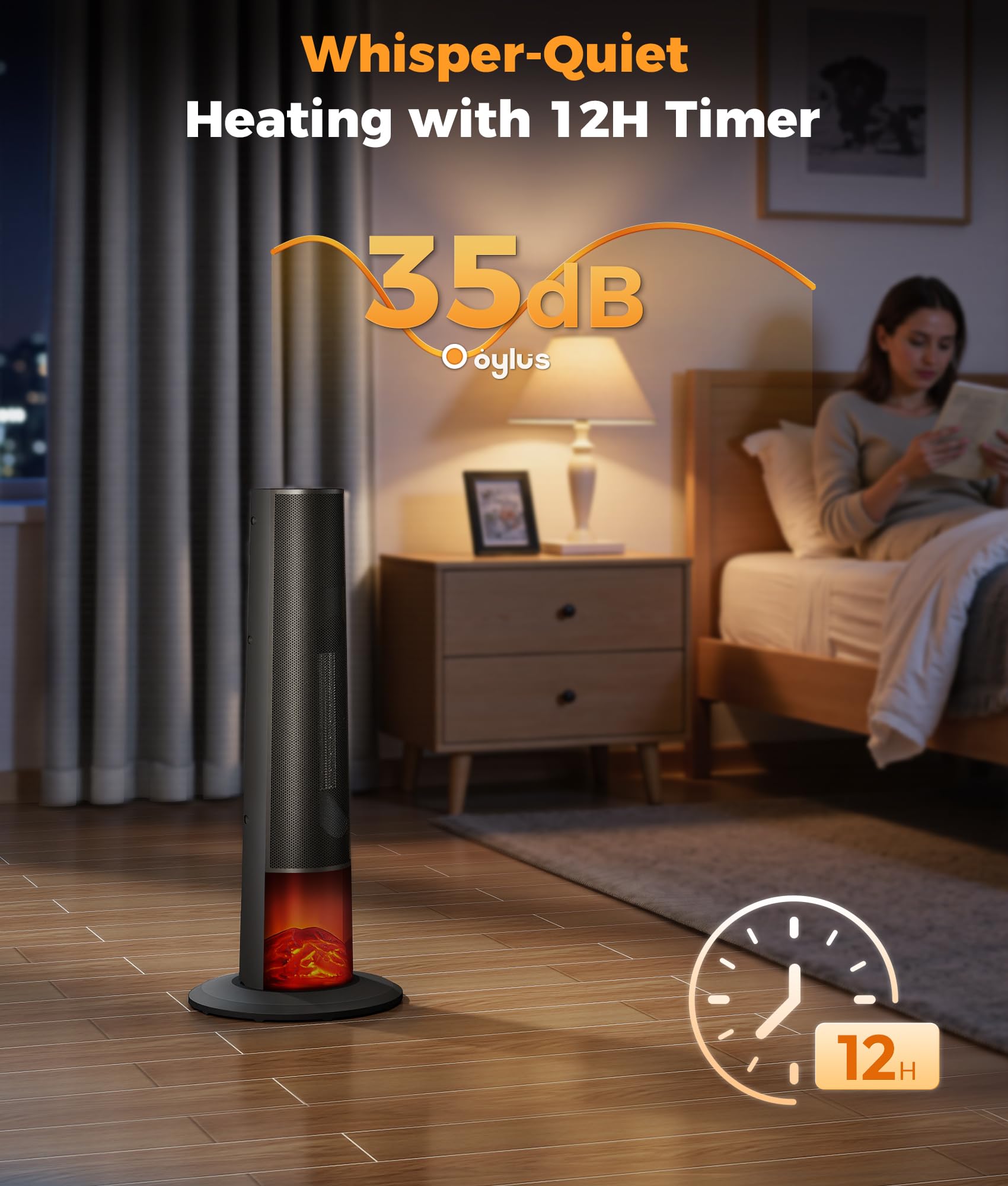 OYLUS Tower Heater - 3D Flame & Remote Control -4 OYLUS Tower Heater - 3D Flame & Remote Control -4
