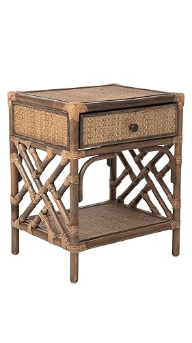 KOUBOO Rattan Bedside Table – Chippendale Design Nightstand Table for