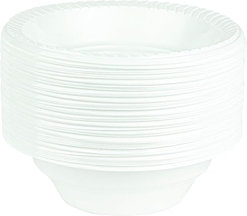 PLASTICPRO Cuencos redondos de plástico para microondas, desechables, color blanco, (50, 16 onzas)