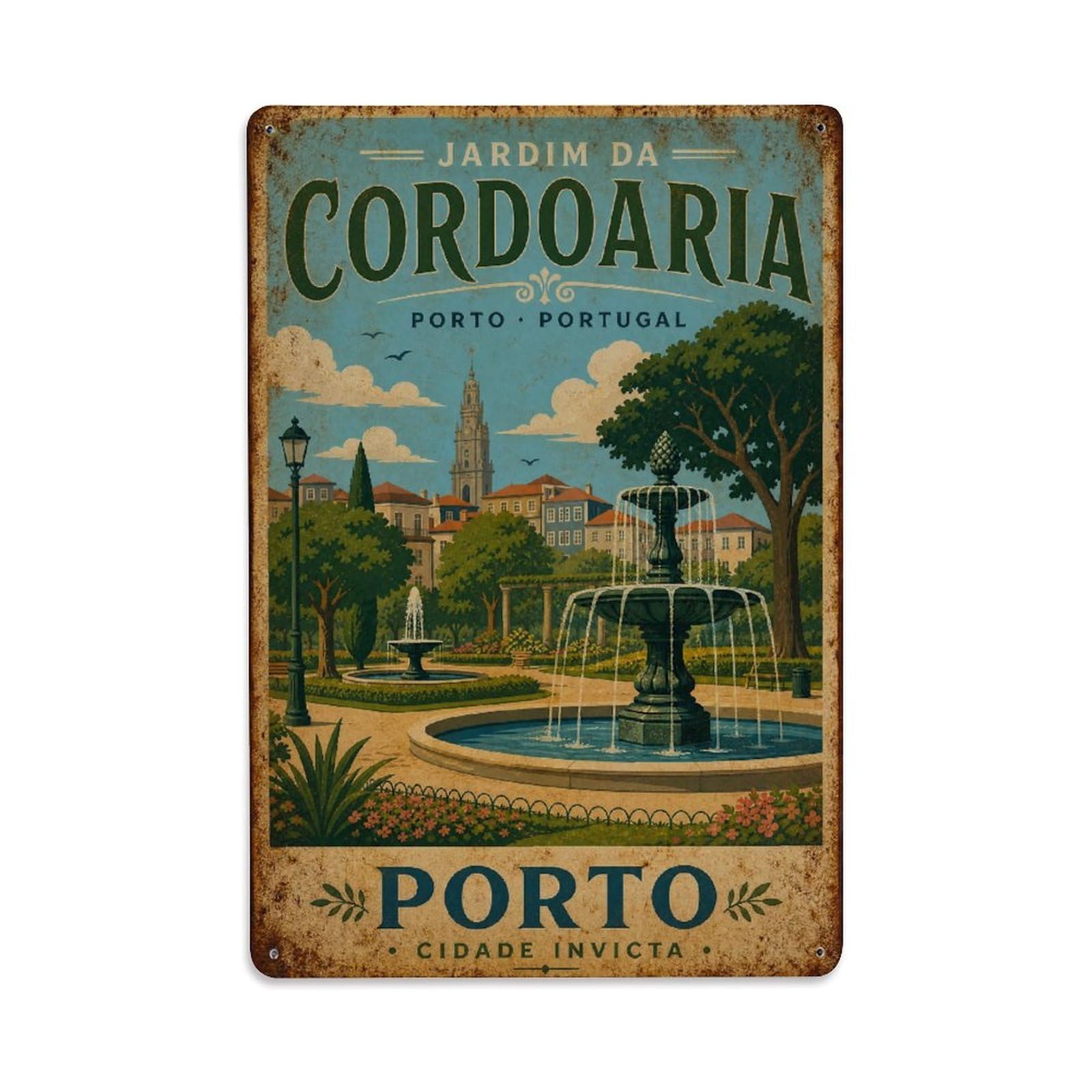 Huiyhb 8X12inch(20X30cm) Vintage Travel Cordoaria Garden Urban Park Portugal Metal Tin Sign