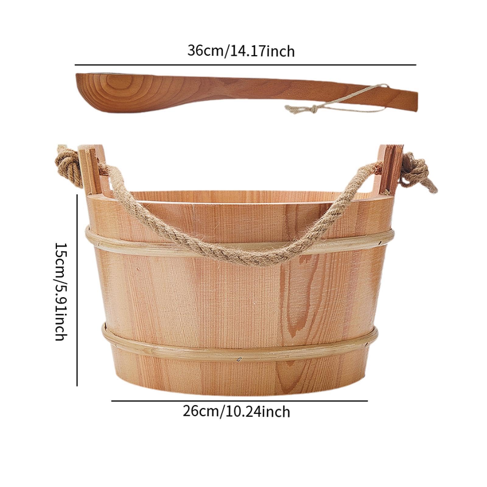 MYCENSE Sauna Wooden Bucket with Ladle 4L Portable Versatile Sauna Accessories Set Water Bucket for Sauna Heater Bathroom Sauna Room