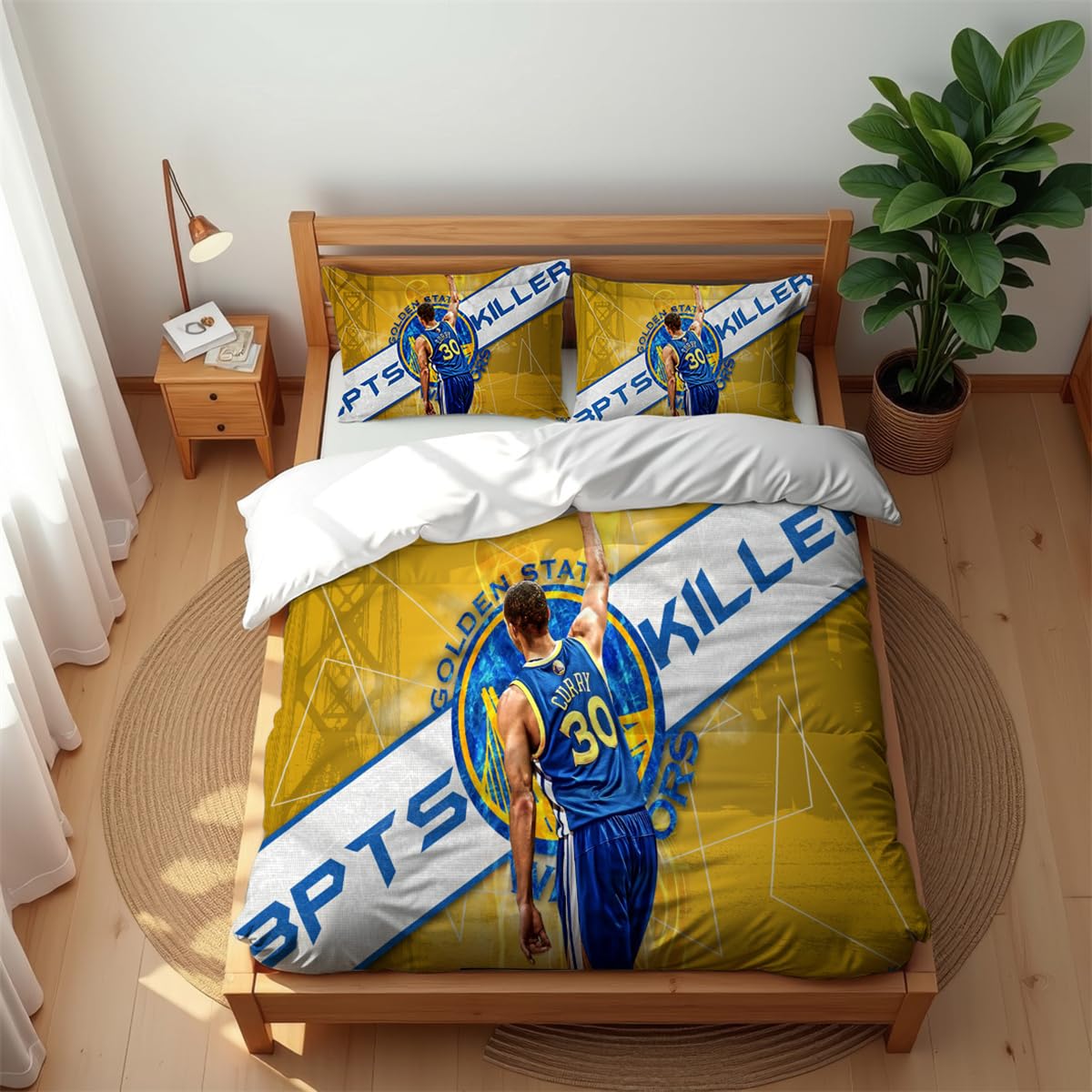 Ste-X Sc 01 Luxury Breathable Bedding Set Stephen Curry 210Tc Cotton Soft Cool Summer Warm Winter Comfort Anti-Mite (,200X200cm(Double))
