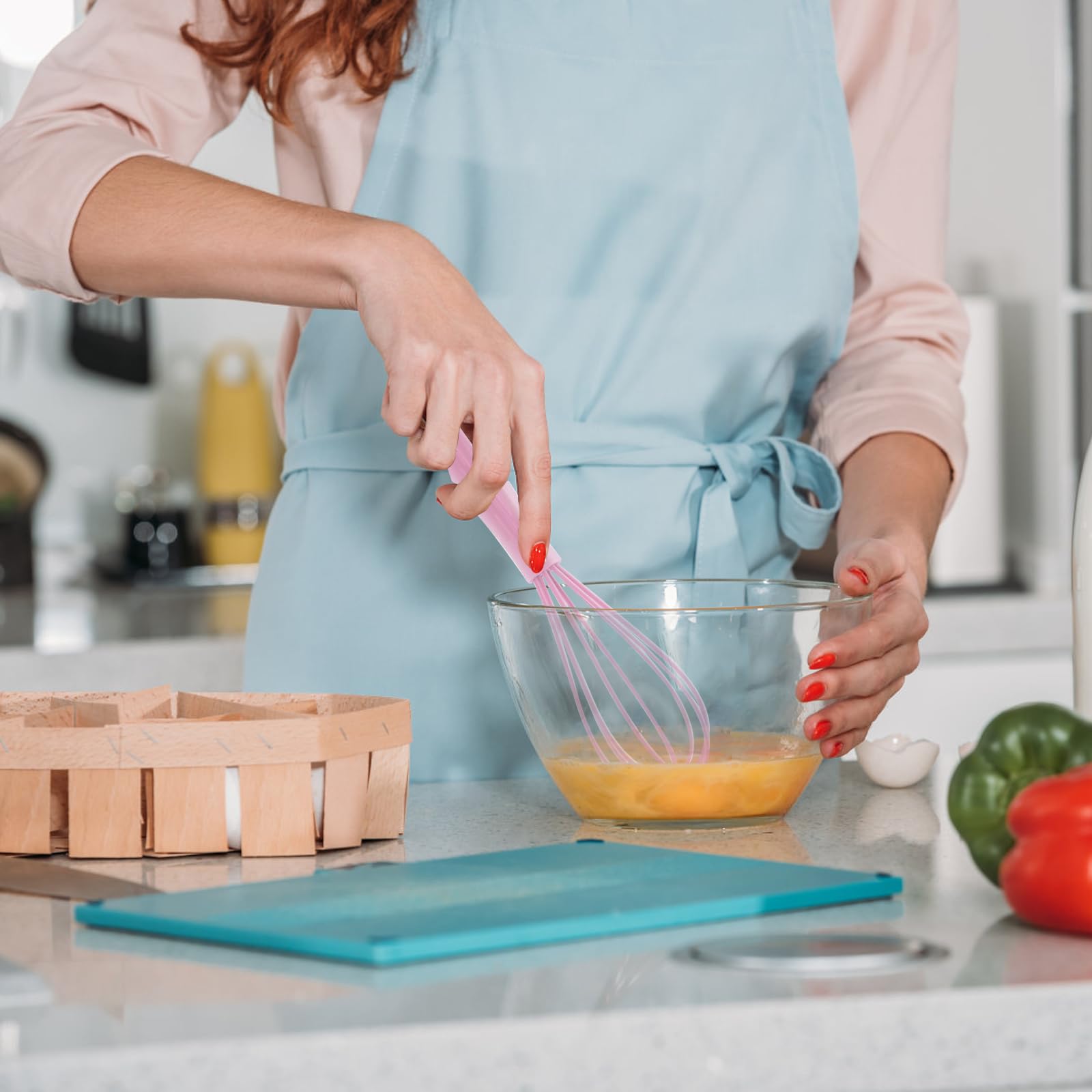 10 fruste da cucina in silicone per cucinare, frusta per impastare in acciaio inox, antiaderente, piccola frusta a forma di palloncino, frusta per uova, frusta, frusta, mescolare, cuocere