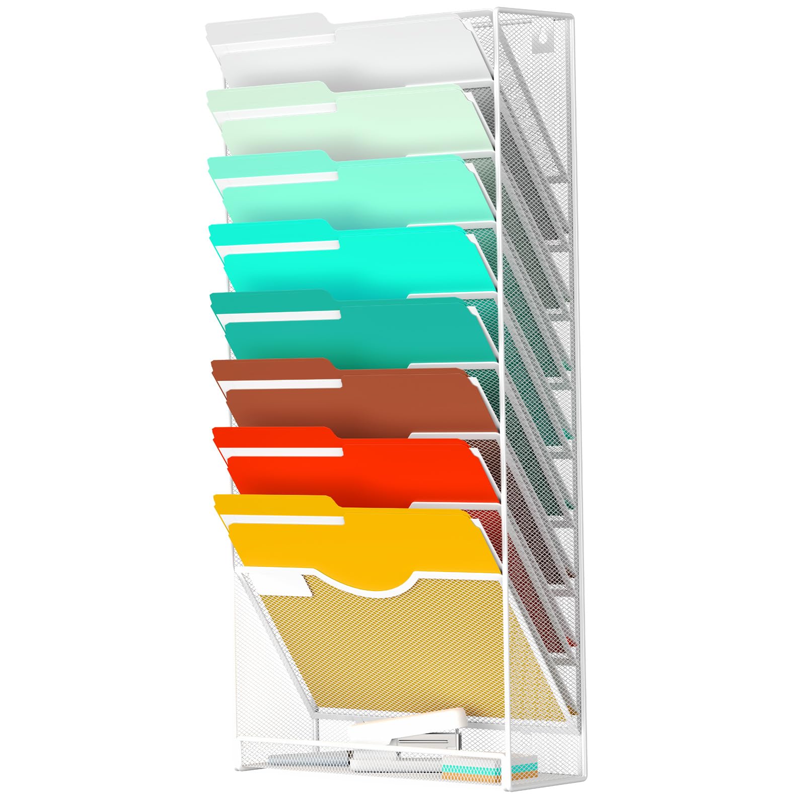 10-Tier Hanging Wall File Organizer Wall Mounted File Holder Document Wall Organizer for Office Organization and School Storage