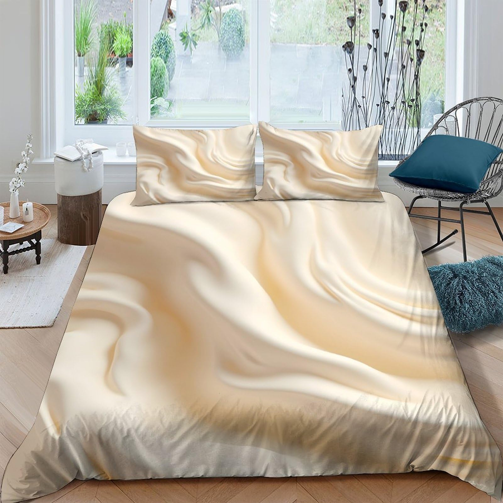 Ctjqhvkz Style-6 3D Printed Ivory Marble Fitted Sheet Microfiber Soft Satin Look Swirl Bed Cover Bedroom Dorm Décor Single（135X200cm）