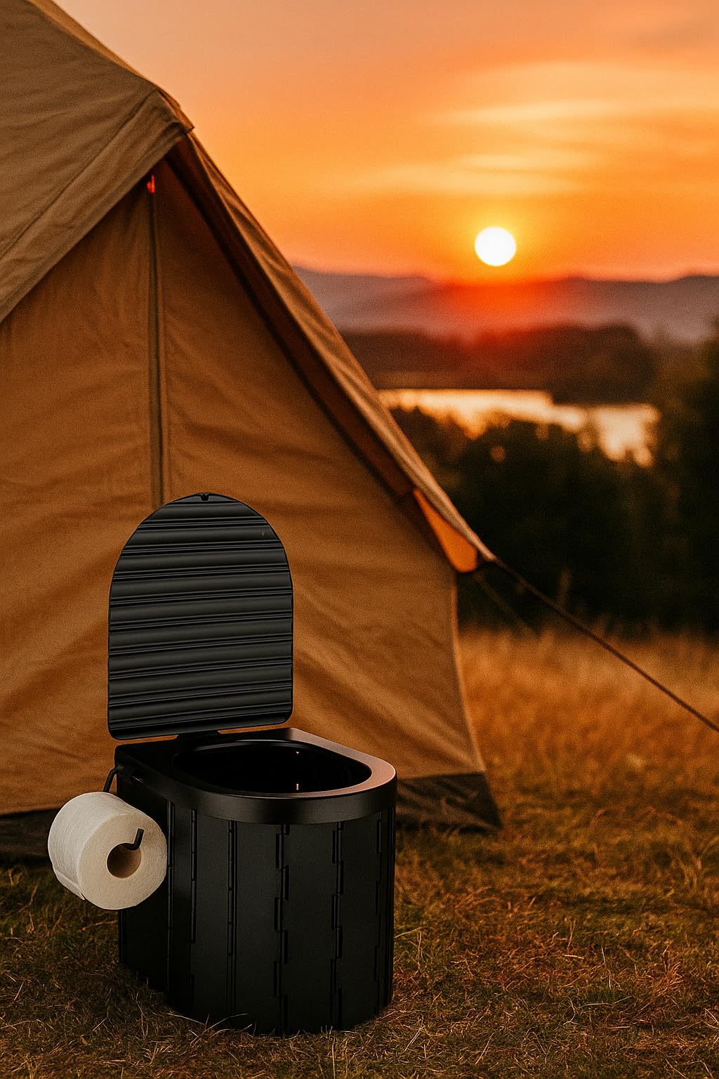AUTOLIGHT 24 Toilettes de camping pliables avec couvercle - 25 l - Charge maximale : 150 kg - Toilettes portables pour camping, caravane, camping-car - Avec 12 sacs poubelles, sac en tissu et