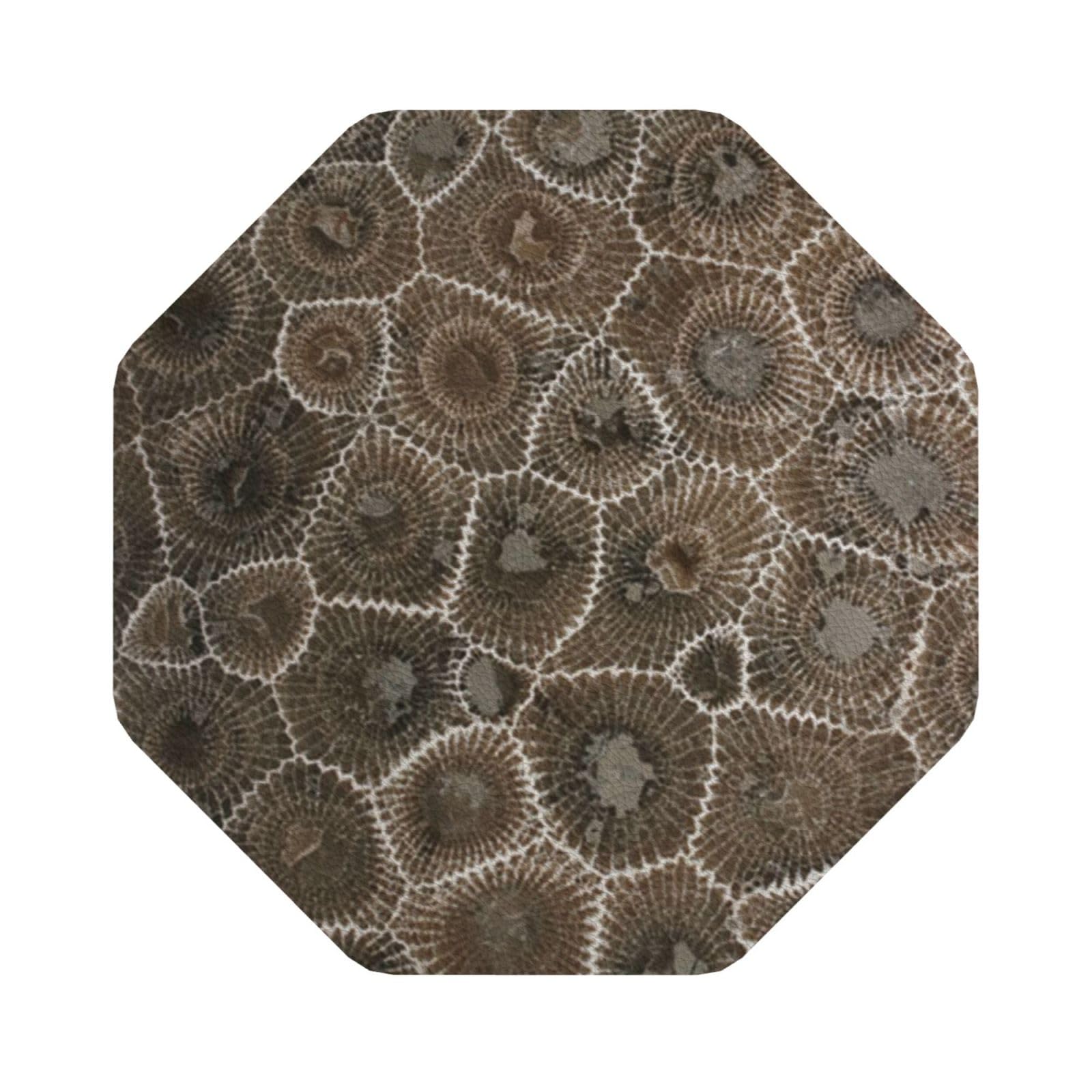Petoskey Stone PU Leather Coasters Set of 6 Octagon Drink Coasters