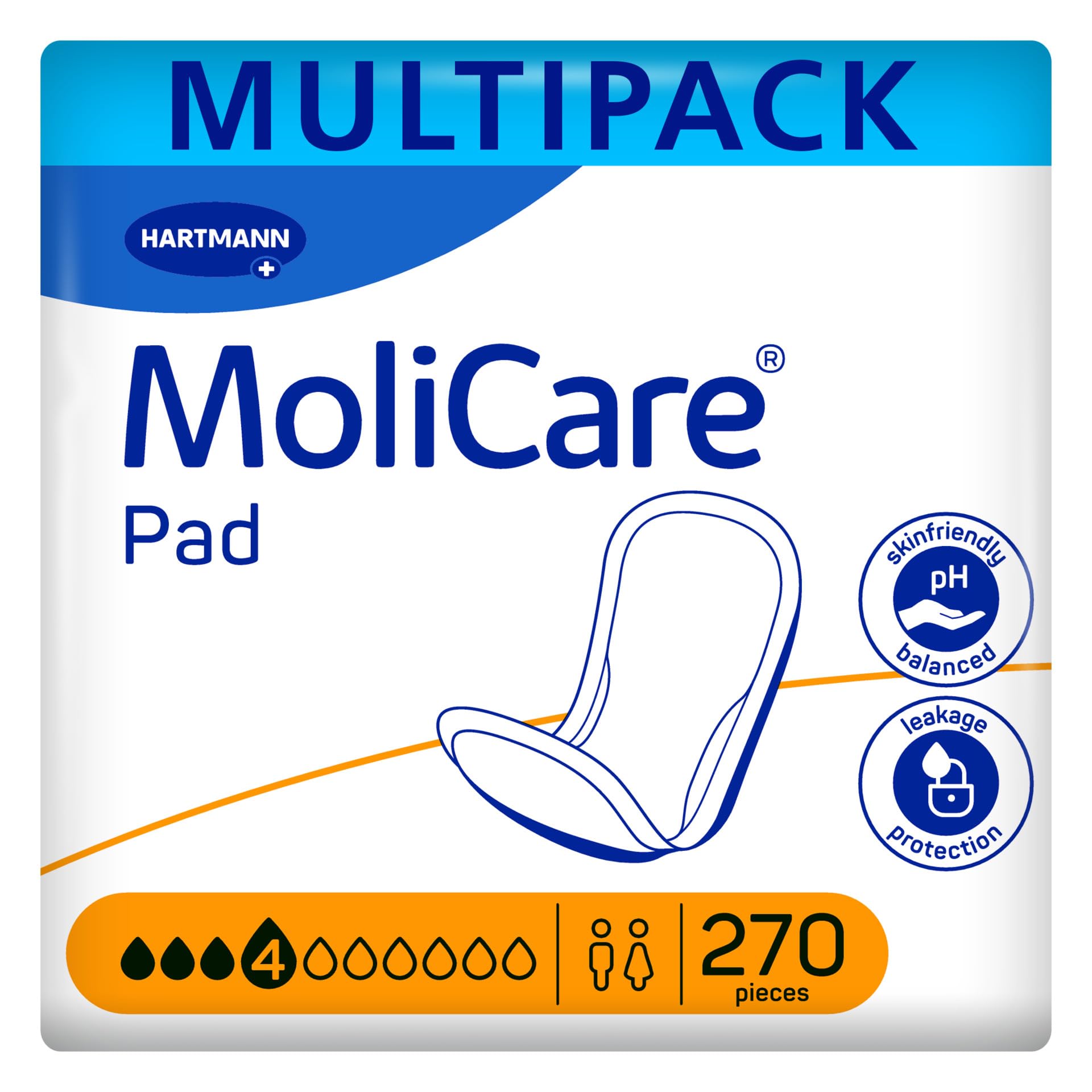 180 x MoliCare Pad 4 Drops | Adult Unisex Incontinence Pads | 6 Packs of 30