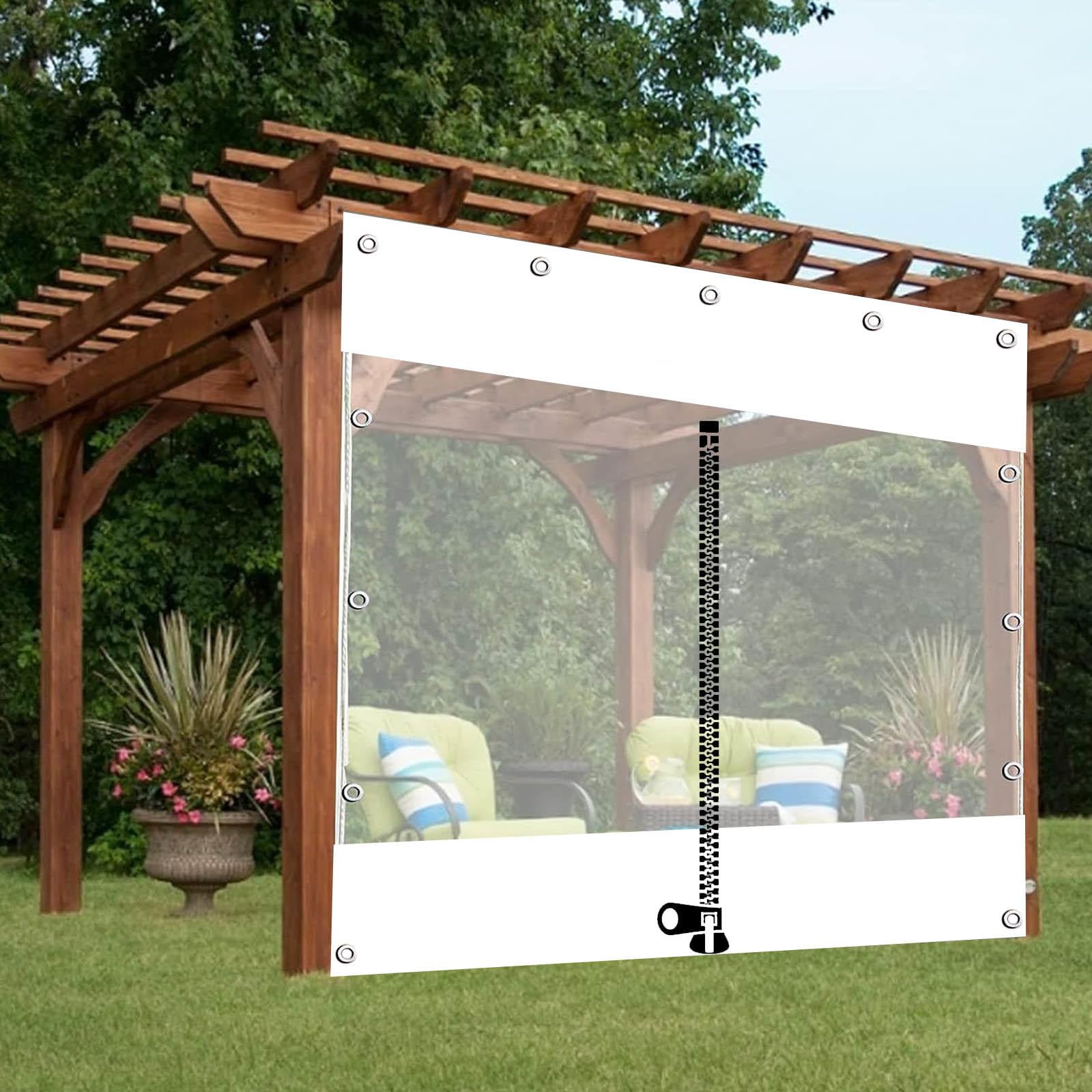 Telone impermeabile C 2 x 2 m / 6.6x6.6ft, copertura in PVC trasparente con occhielli, pannelli laterali per esterni, per gazebo da patio, perfetto per feste ed eventi
