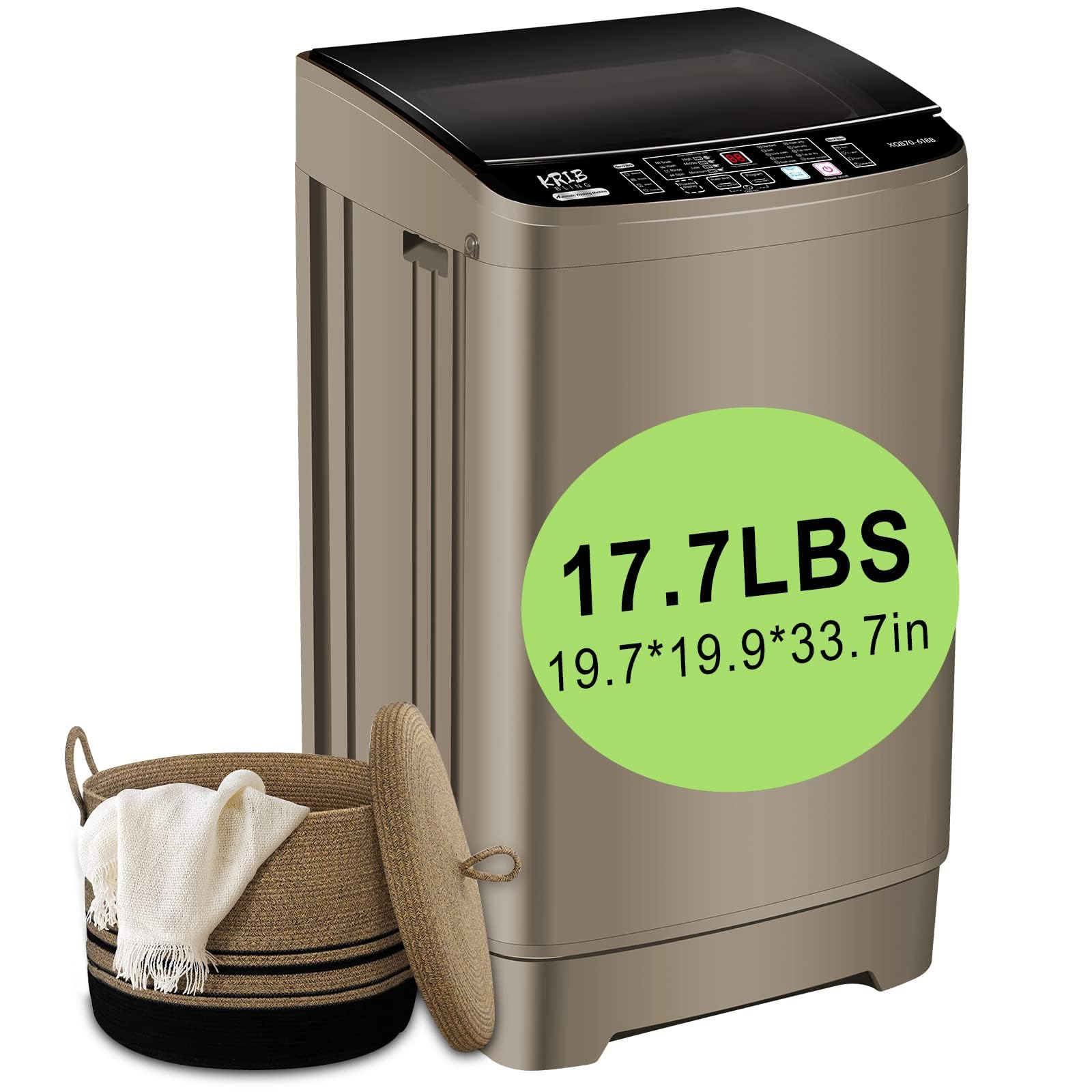 17.7 lbs Full Automatic Washing Machine Compact Washing Machine Gold