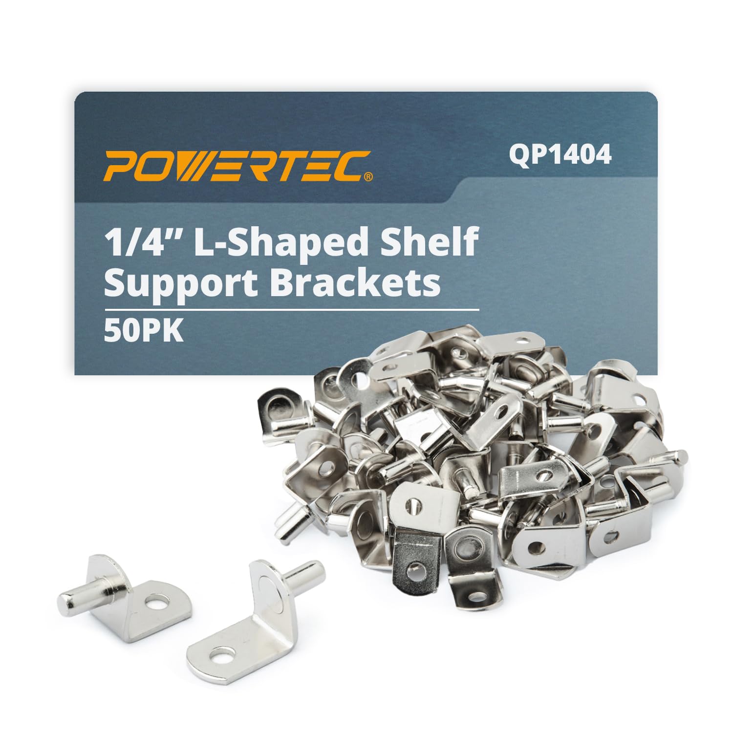 POWERTEC QP1106 1/4 Inch Shelf Pegs 100 pcs, Spoon Shaped Shelf Pins Support Pegs for Shelves, Kitchen Cabinet Shelf, Bookshelf, Closet and Furniture, Nickel Plated Shelf Holders Pegs — Amazon image 8