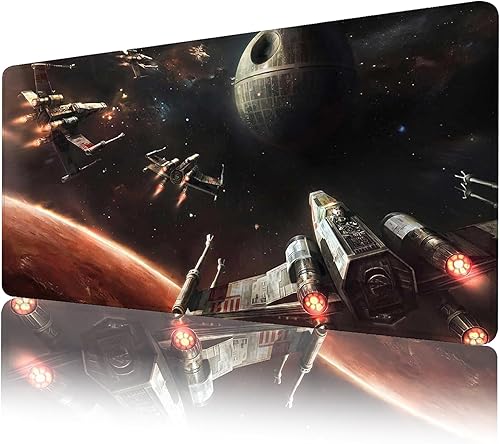 Miniatura 1 de Alfombrilla de mouse para juegos Space Airplane Wars, XXL, extendida, grande, con borde cosido, impermeable, base de goma antideslizante,