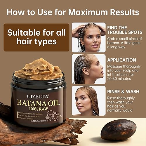 Miniatura 4 de uizelta Aceite de batana para el crecimiento del cabello aceite de batana 100% natural puro promueve el crecimiento del cabello, fortalece el