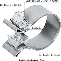 Vista 5 de Abrazadera de escape de 2.25 pulgadas, abrazadera de banda de escape estrecha de 2 1/4 de acero inoxidable 304 (2 piezas)