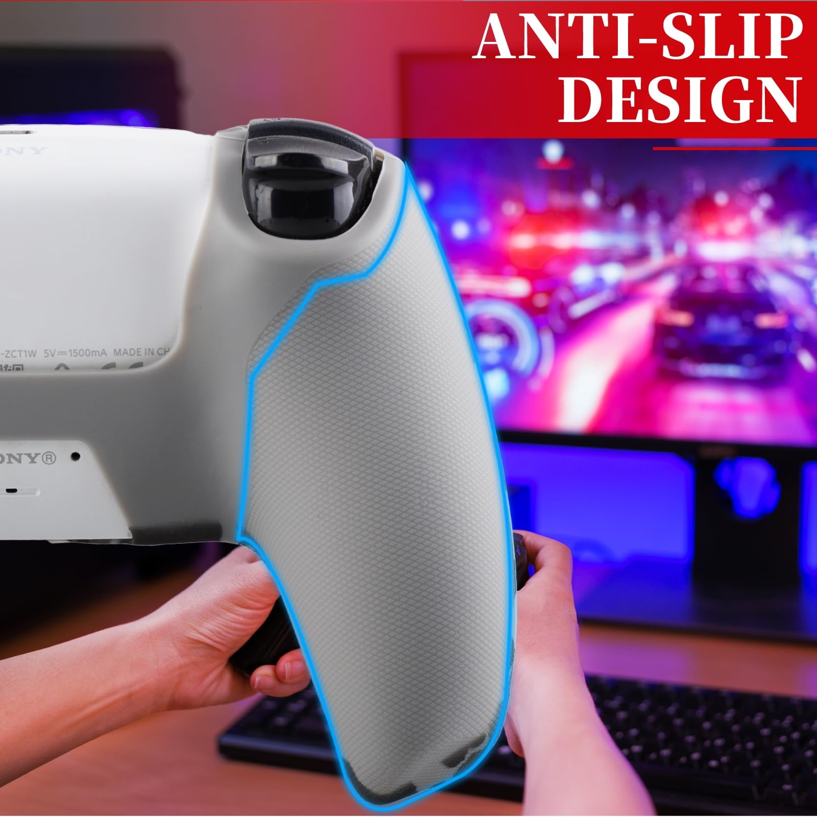 Non-Slip Silicone Cover for PS5 Controller with Thumbstick Caps * 2 & Sticker * 1 30 Years Anniversary