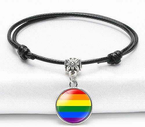 Miniatura 6 de Pulseras de orgullo para mujer, pulseras de arco iris, coloridas pulseras trenzadas hechas a mano, pulseras de cuerda trenzada gay, lesbiana,