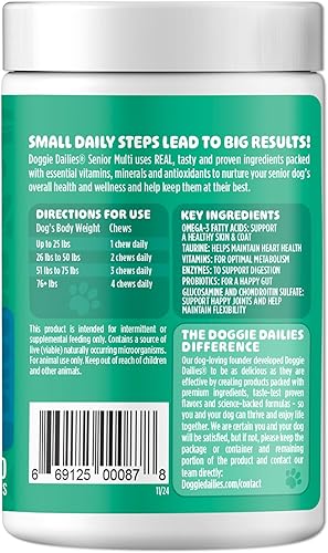 Miniatura 10 de Doggie Dailies Senior Essentials Multivitamínico para perros masticables suaves Multivitamínico avanzado para perros Apoyo nutricional para