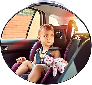 Baby Car Mirror Suction Cup, Baby Mirror for Car Rear Facing Seat Infant Adjustable Forward Facing Baby Rear View Mirror, Back Seat Infant Car Mirror Rearview Mirror for Cars without Headrest