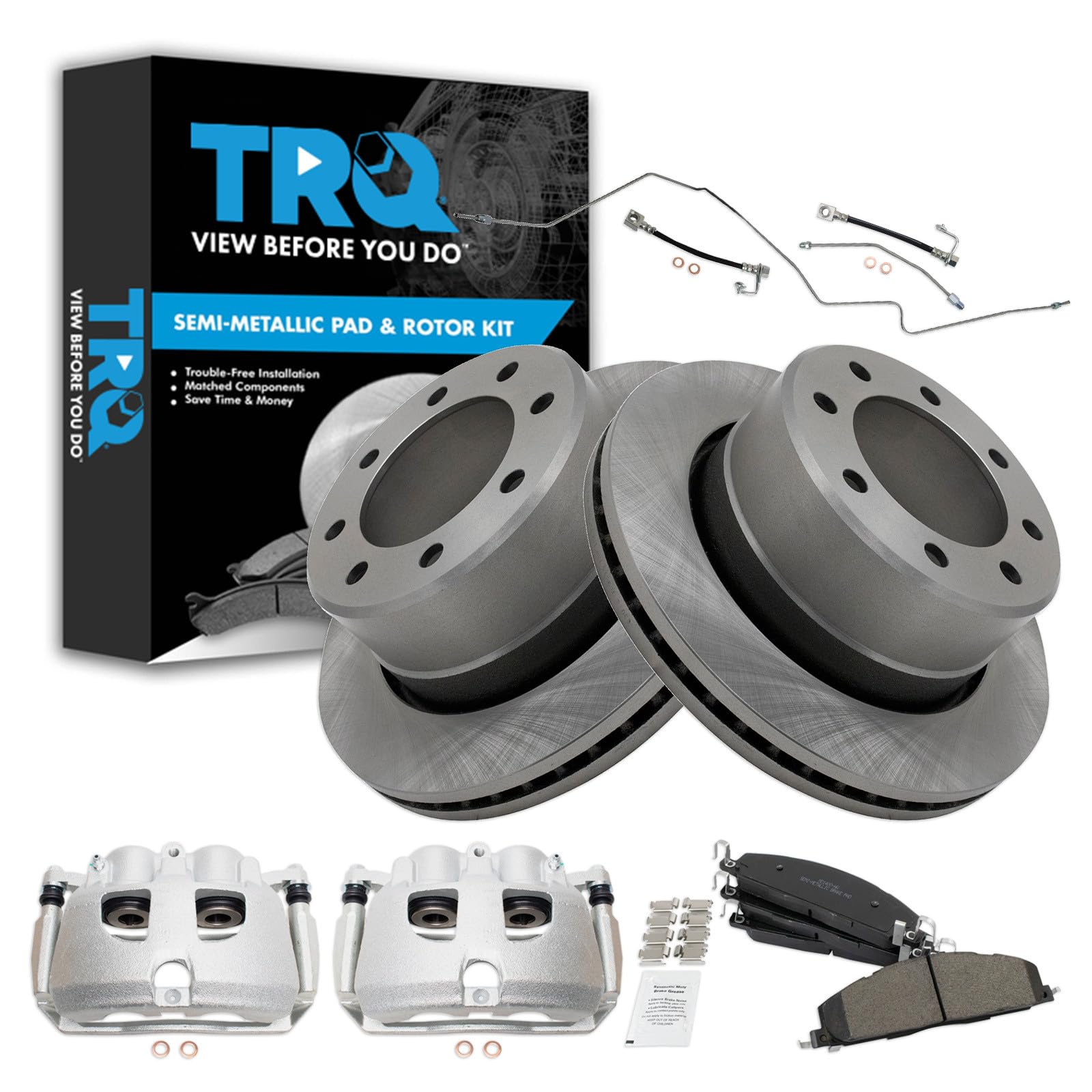 TRQ Rear Brake Pad &amp; Rotor Kit Semi-Metallic
