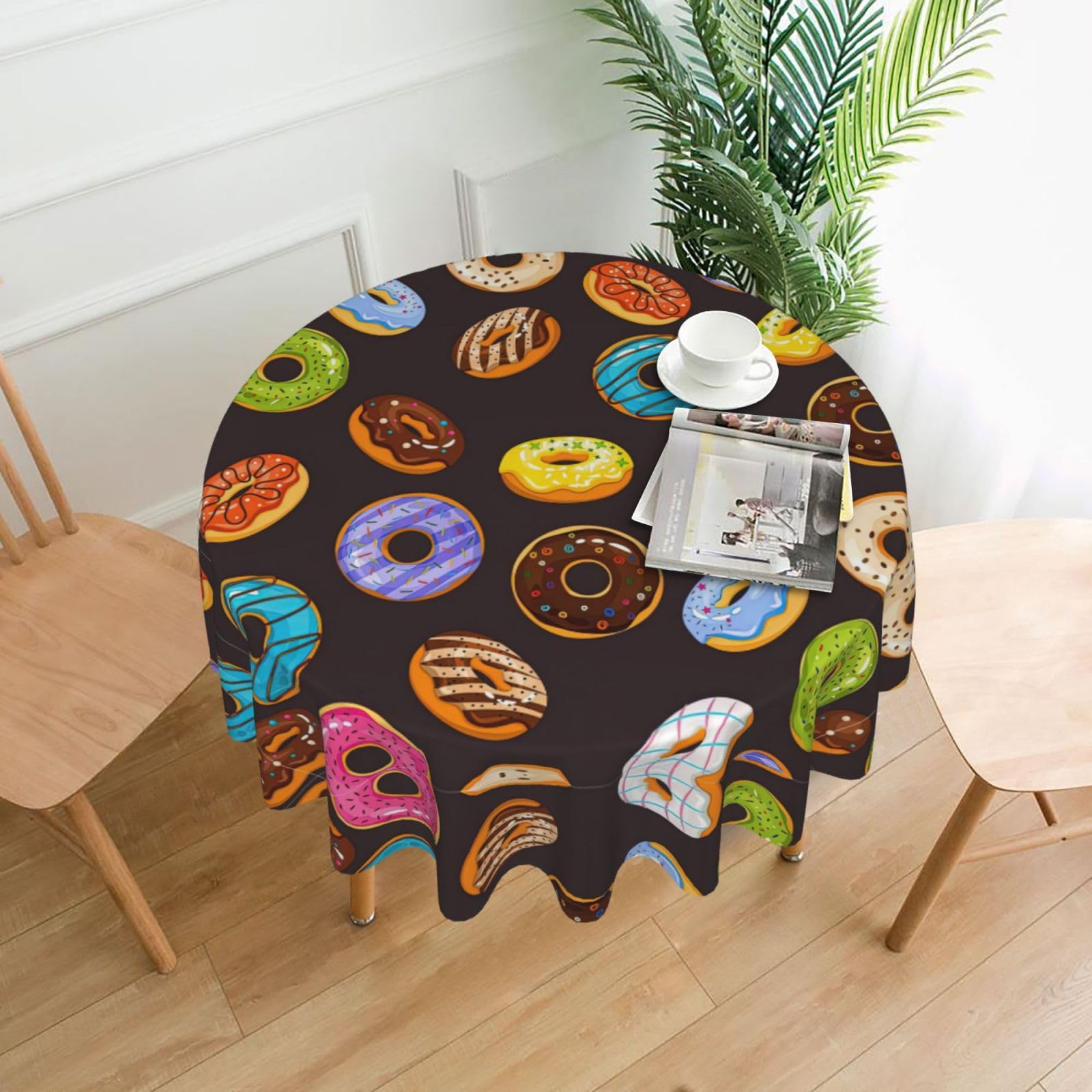 Nappe ronde 152,4 cm infroissable et anti-tache pour table de cuisine et bistrot
