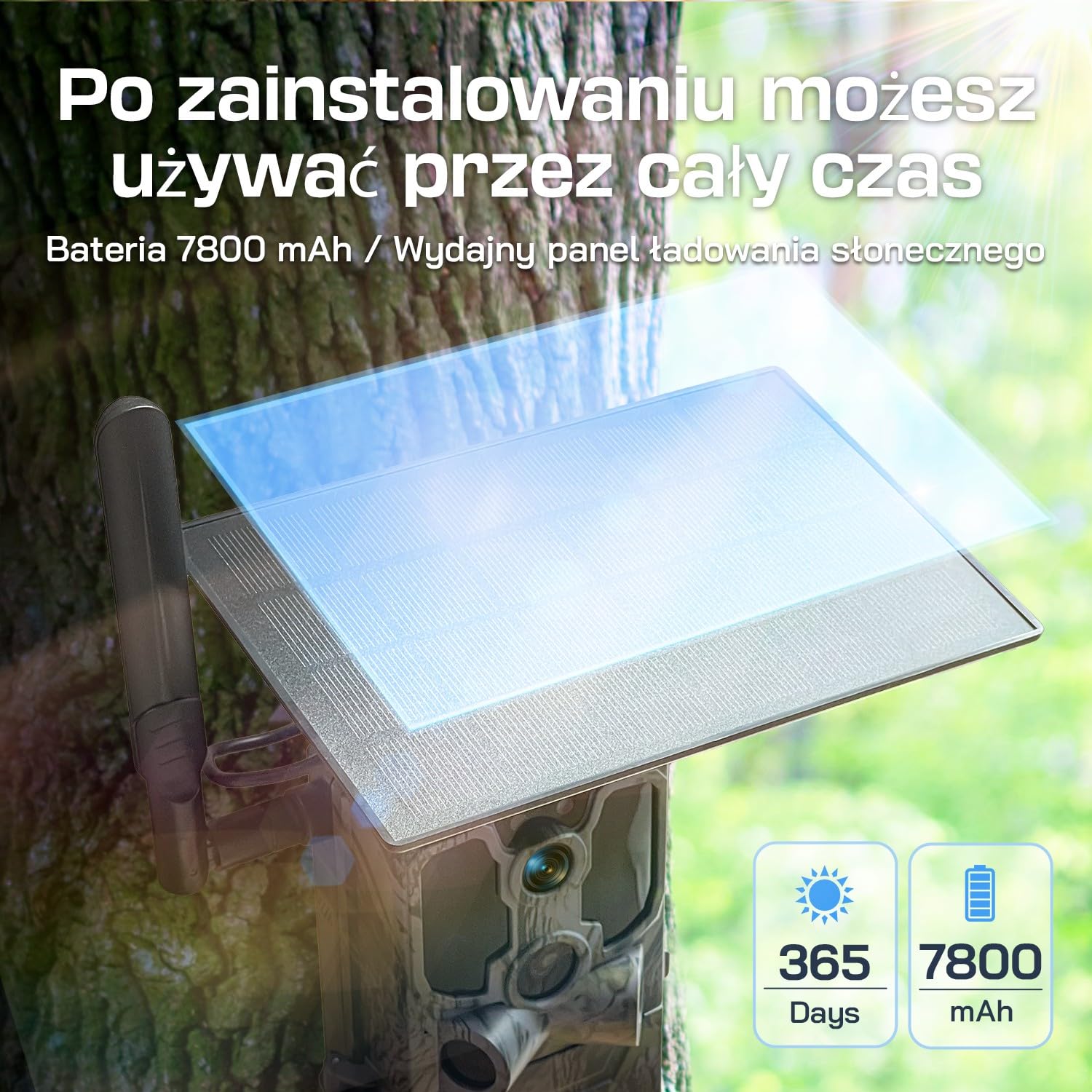 WOLFANG 4G LTE Wildlife Solarcamera 2.5K, Trailcamera met Uitstekend Nachtzicht, 0,2 s Activeringstijd, IP66 Waterdicht, Voor Wildlife Monitoring met Micro SD-kaar i SIM