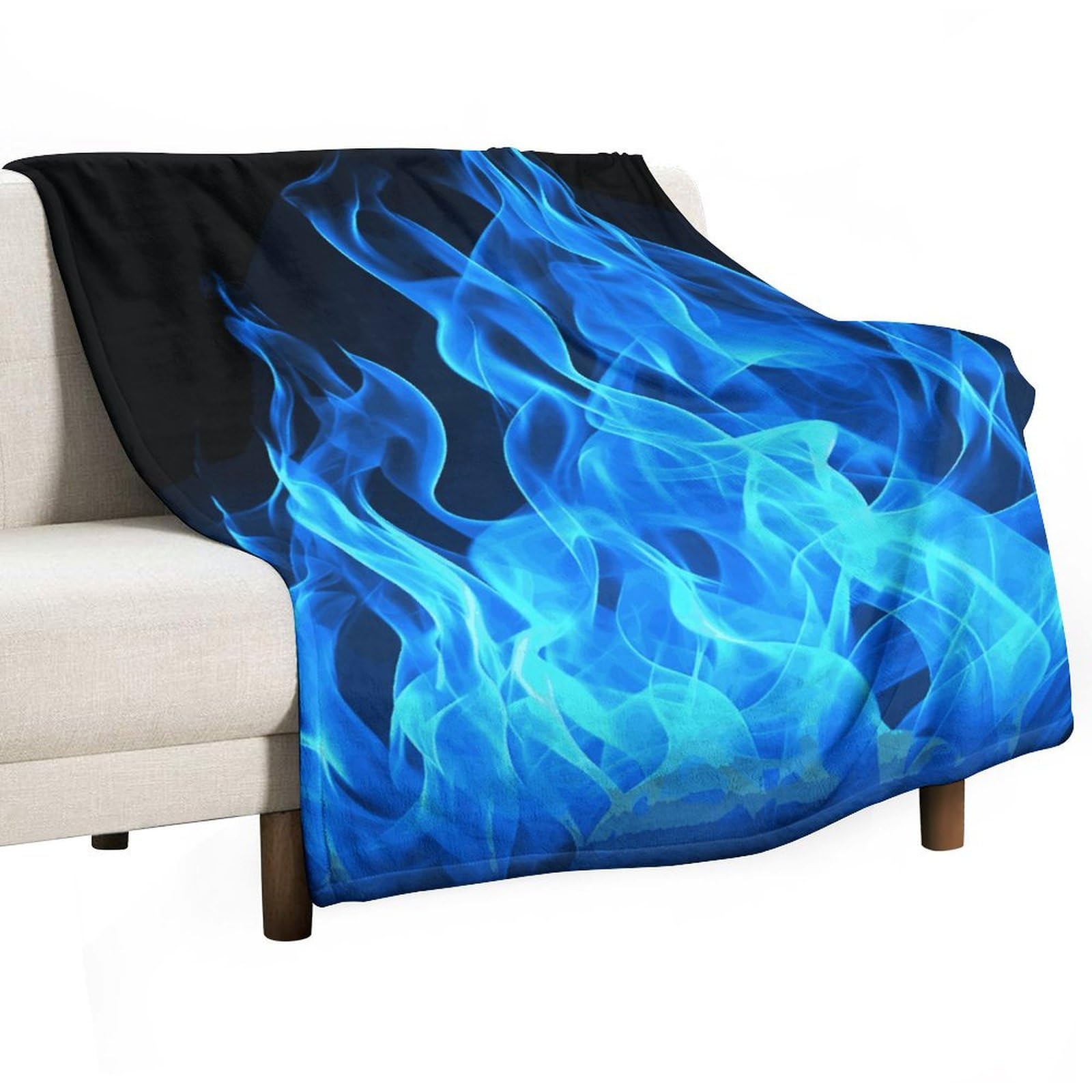 Couverture flanelle flamme bleue idéale pour vos soirées cocooning devant la télé