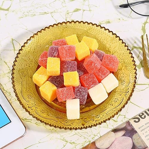 Miniatura 4 de Sizikato 4 platos de cristal ámbar con borde de encaje, plato de postre de frutas secas de 6 pulgadas para el hogar y KTV