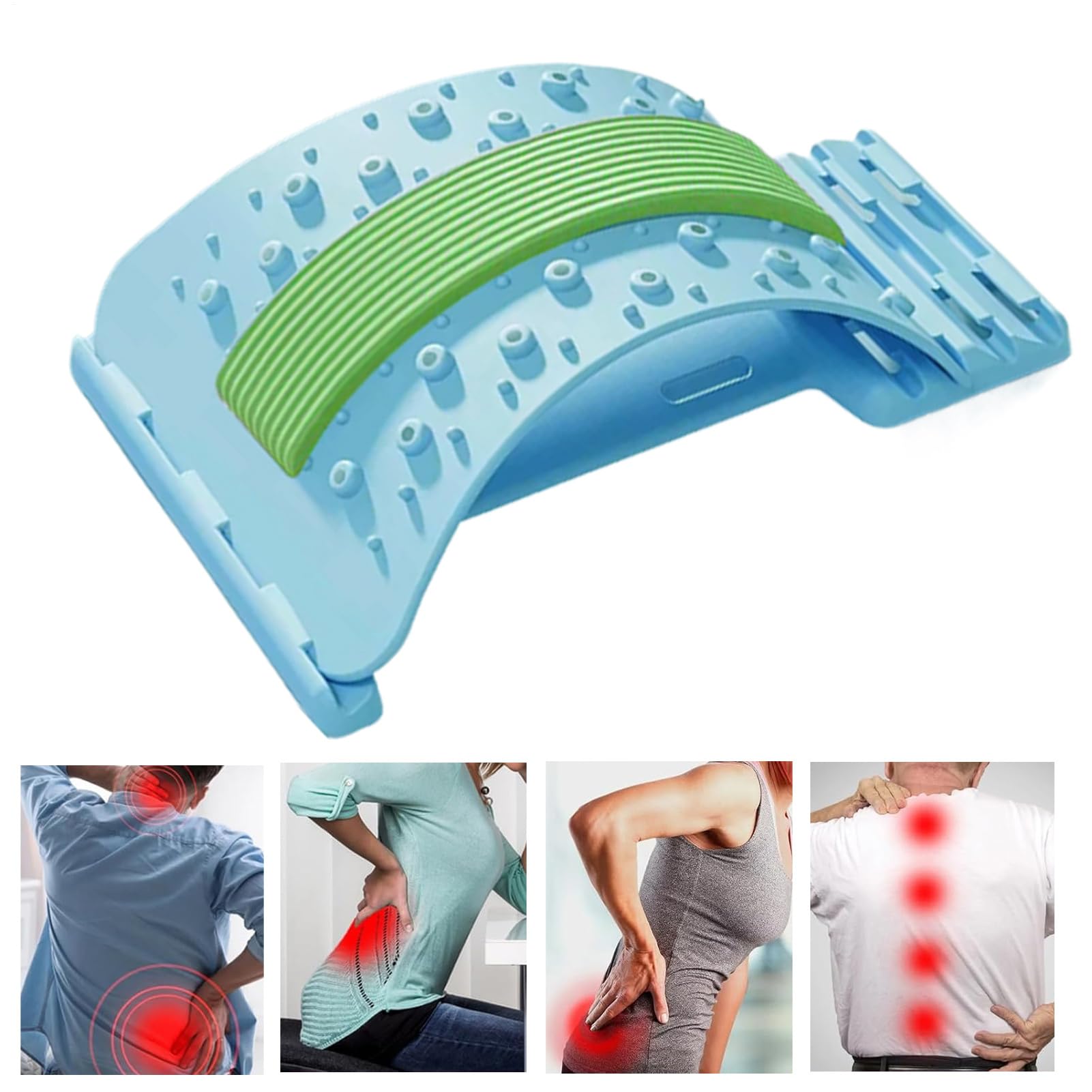 Étireur lombaire réglable à 3 niveaux – Écarteur lombaire – Masseur lombaire antidérapant réglable pour la récupération du corps, relâchement musculaire, yoga, entraînement, fitness