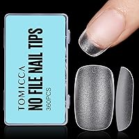 Vista 27 de TOMICCA Puntas de uñas extra cortas en forma de ataúd, 240 piezas de uñas postizas acrílicas de cobertura completa para manicura con extensión, 15