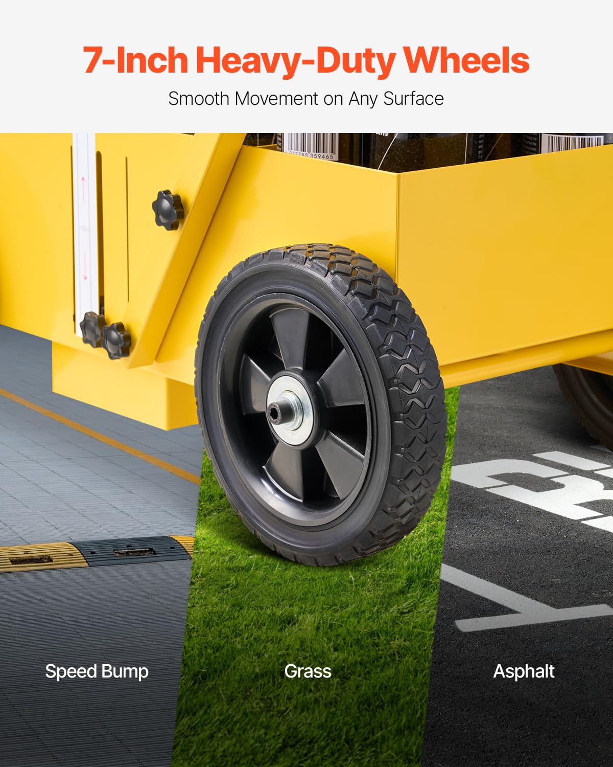 VEVOR Traceuse de Lignes 61 x 33 x 90 cm, Machine de Marquage Routier à 4 Roues, Largeur Réglable 5,6-10,2 cm, pour des Lignes Nettes sur les Routes, Garage Stationnement et Terrains de Sport, Jaune