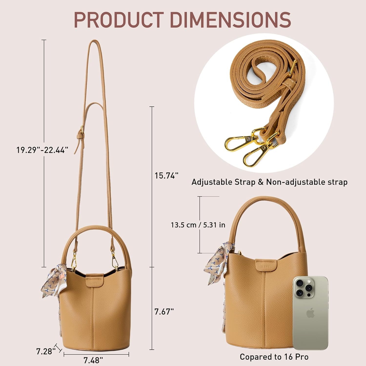 Mini Bucket Bags for Women, Vegan Leather Small Crossbody Purse with Removable Straps Trendy Top Handle Shoulder Straps - Image 4