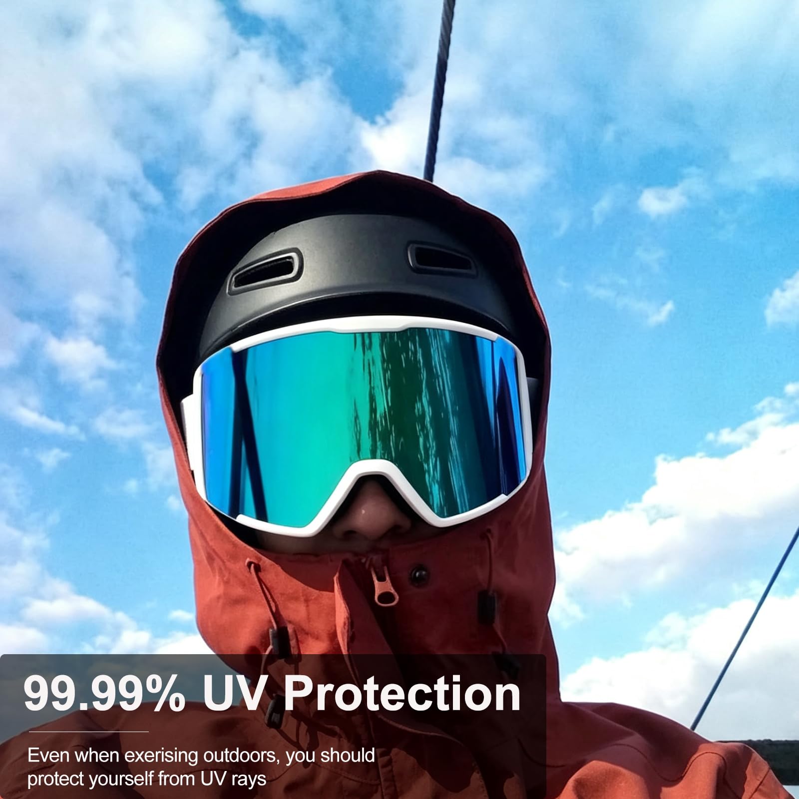 AVV OTG, occhiali da sci per uomini, donne e ragazzi, occhiali da neve e snowboard, anti appannamento, protezione UV