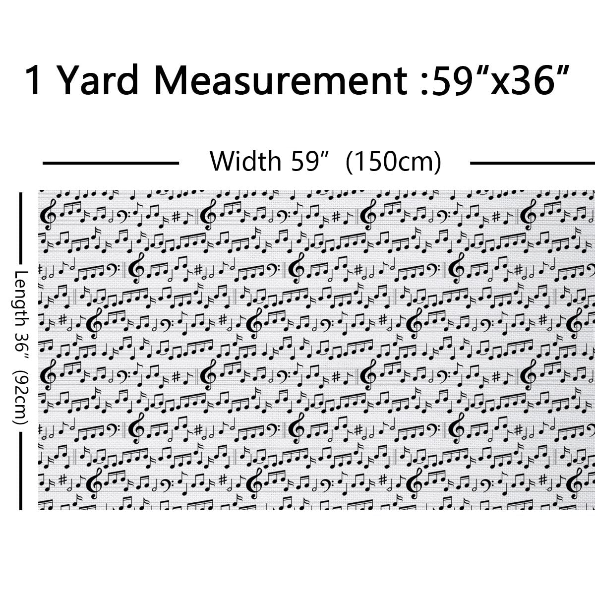 Music Upholstery Fabric by The Yard,Musical Note Outdoor Fabric by The Yard,Abstract Fabric for Upholstery and DIY Projects,2 Yards,(L184*W150cm) Black White - Image 2