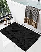DEXI 24x36 Black Bathroom Rug - Extra Soft Microfiber Bath Mat, Super Absorbent Non-Slip, Machine Washable Shower Floor Mat
