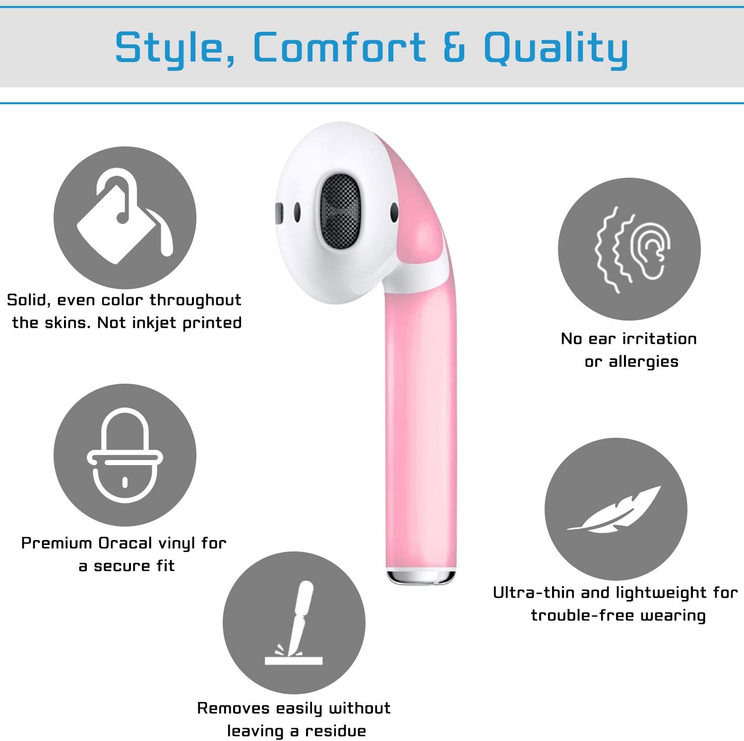 AirPod Skins Protective Wraps - Stylish Covers for Protection & Customization, Compatible with Apple AirPods (Bubble Gum Pink)