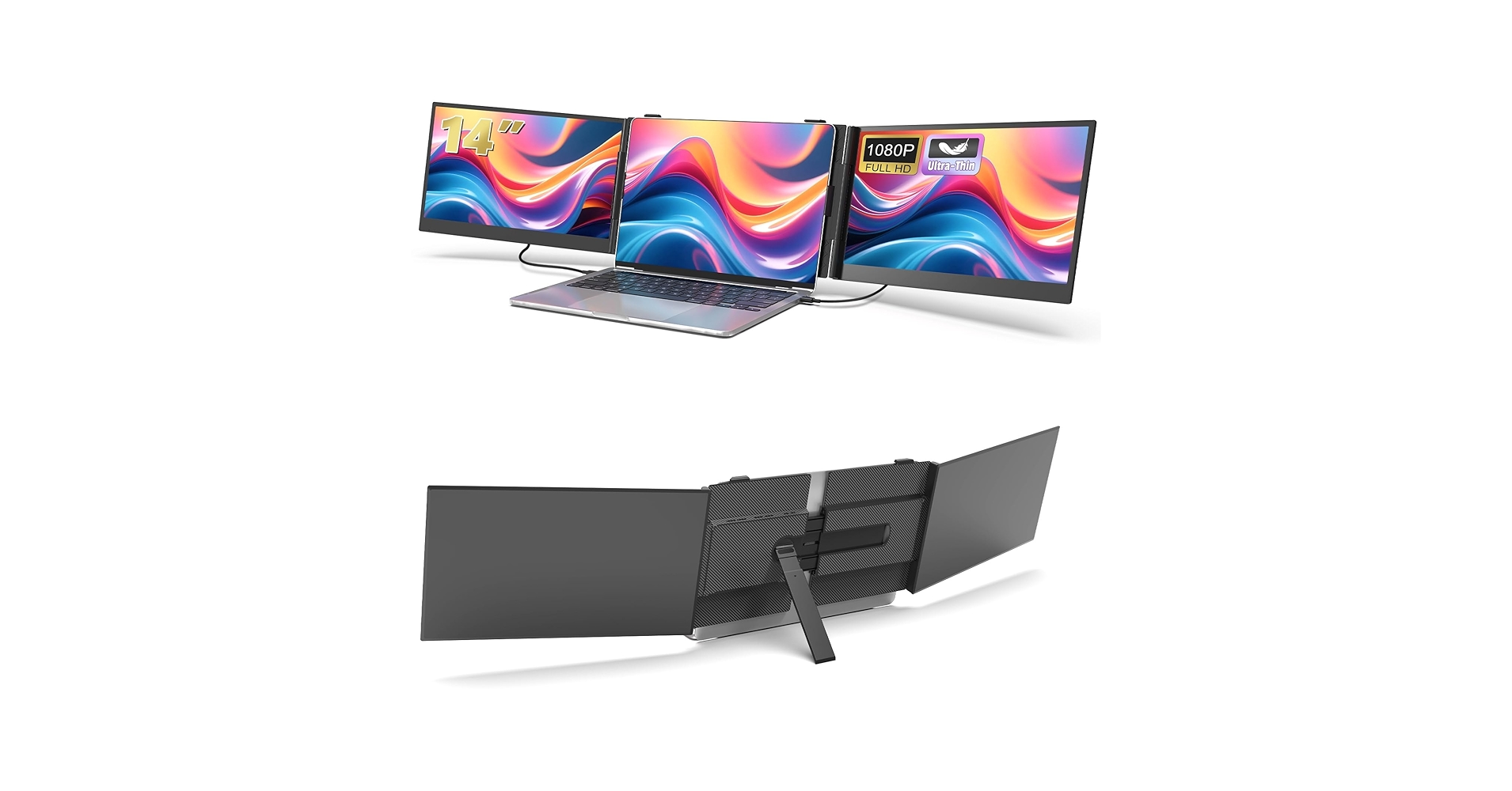 LAPTOPMO TRIPLE SCREEN 14インチ Amazon.com: Laptop Screen Extender - 14 Inch Triple Portable