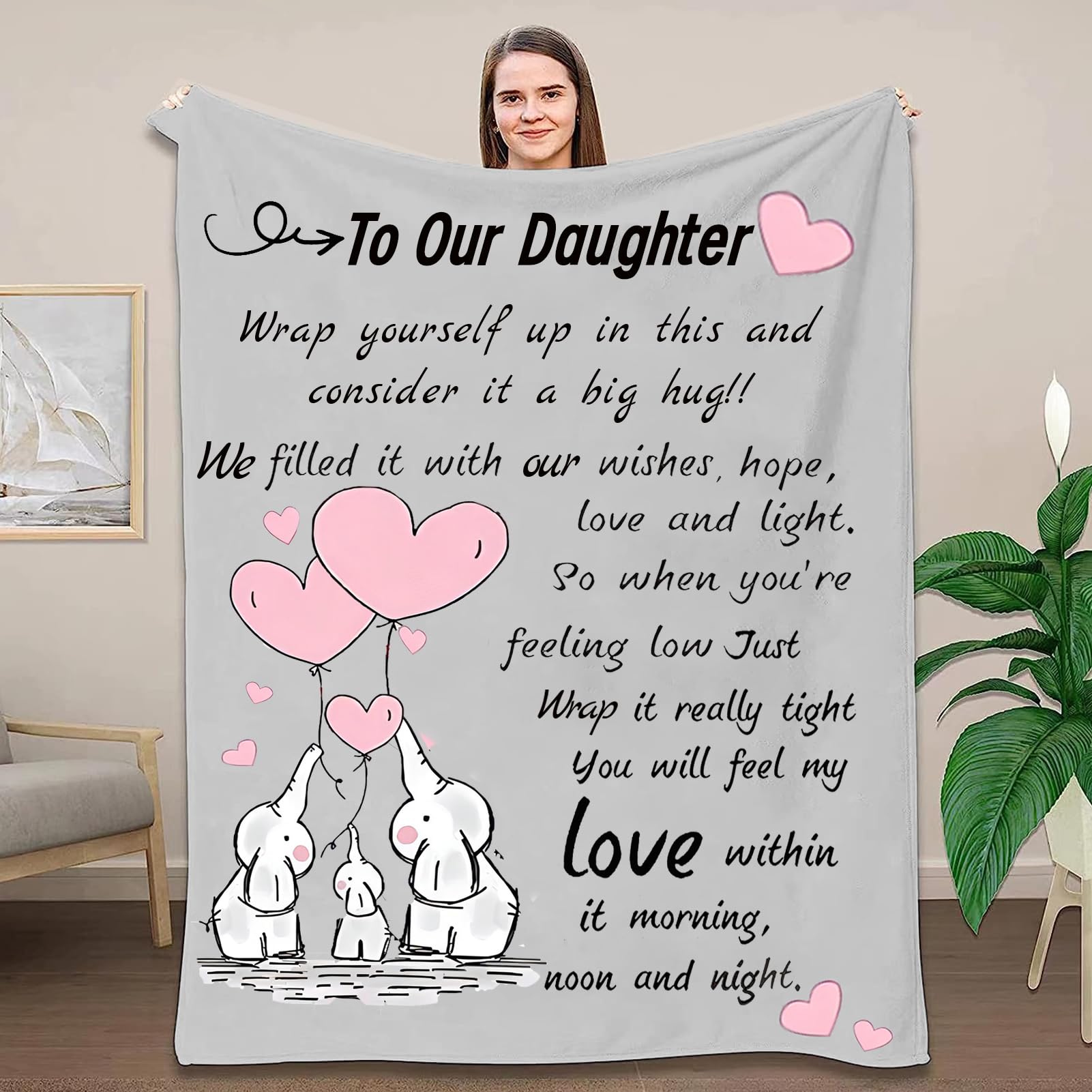 Zqymm Our Daughter Daughter Gifts From Mum Dad - Flannel Blanket For Personalised Blankets Gifts For Daughter, Graduations Christmas Birthday Gifts For Daughter From Mother Father