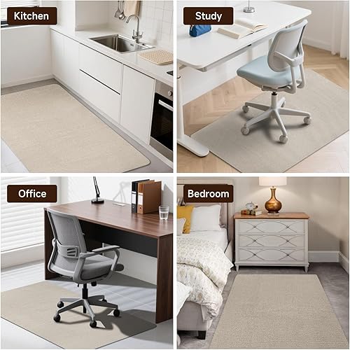 Vista 21 de SHAREWIN Tapete negro para silla de oficina, tapetes duraderos para sillas de escritorio para suelos de madera dura y azulejos, debajo de las sillas