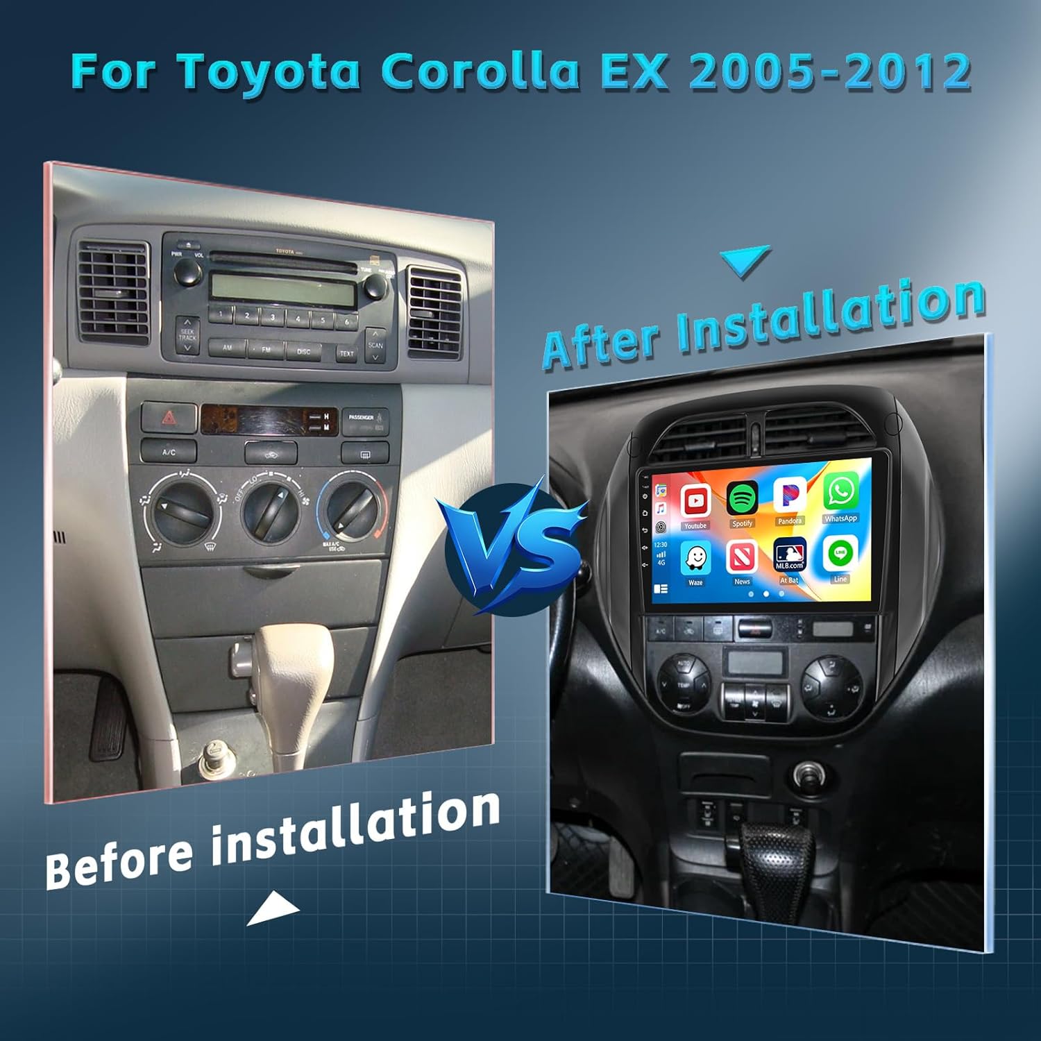 Qualcomm [8-Core 4+64GB] Inefala Android 15 Car Radio for Toyota RAV4 2003-2005 with Carplay Android Auto, 9 Inch HD Touchscreen Car Stereo with 3D Car Model WiFi GPS Bluetooth FM/RDS DSP SWC