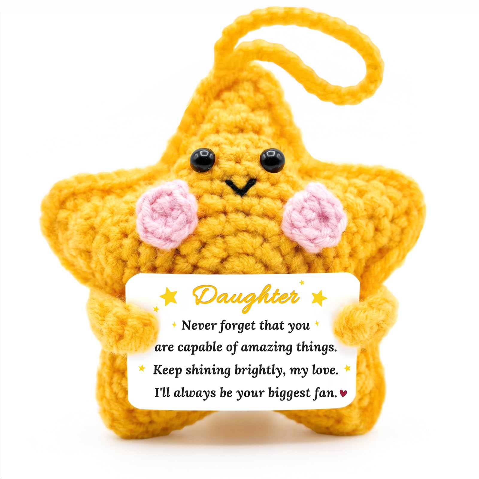 Daughter Gifts, Handmade Crochet Star, Daughter Birthday Gifts, Graduation Gifts for Daughters from Mum Dad, Presents for Valentines, Easter Wedding from Mum and Dad — image 1