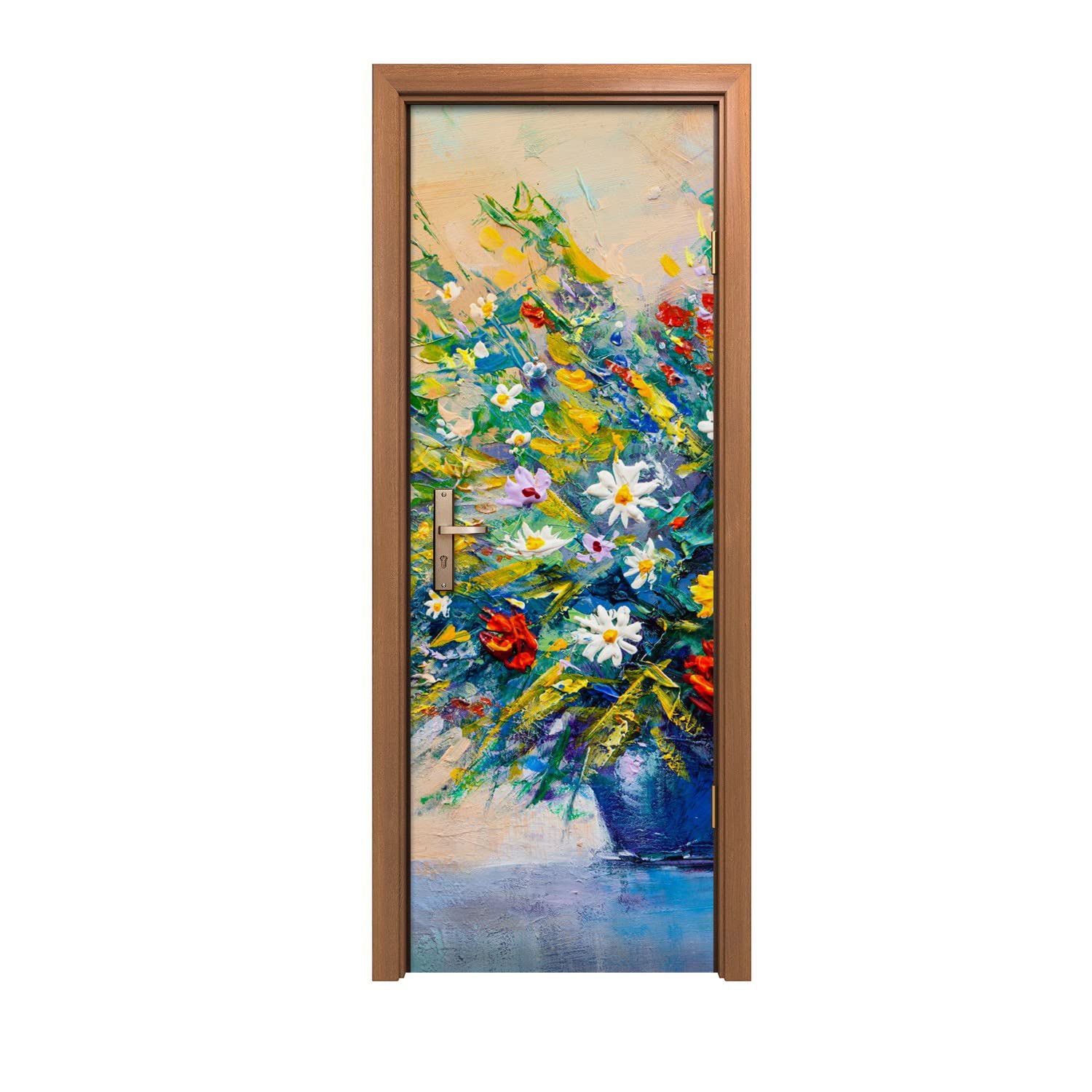 Autocollant de porte 70x200cm lavable et repositionnable Painting Flowers