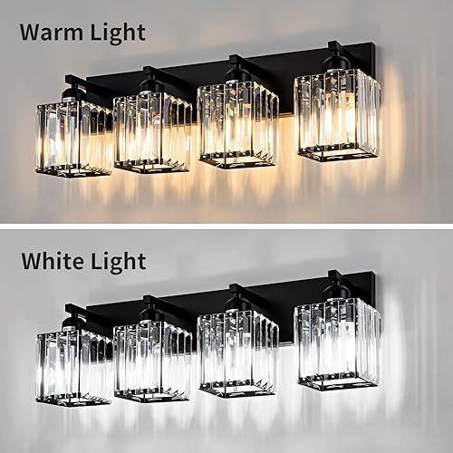 Miniatura 4 de Moderna lámpara de cristal para tocador de baño, 4 luces, moderna lámpara de pared de cristal negro sobre espejo