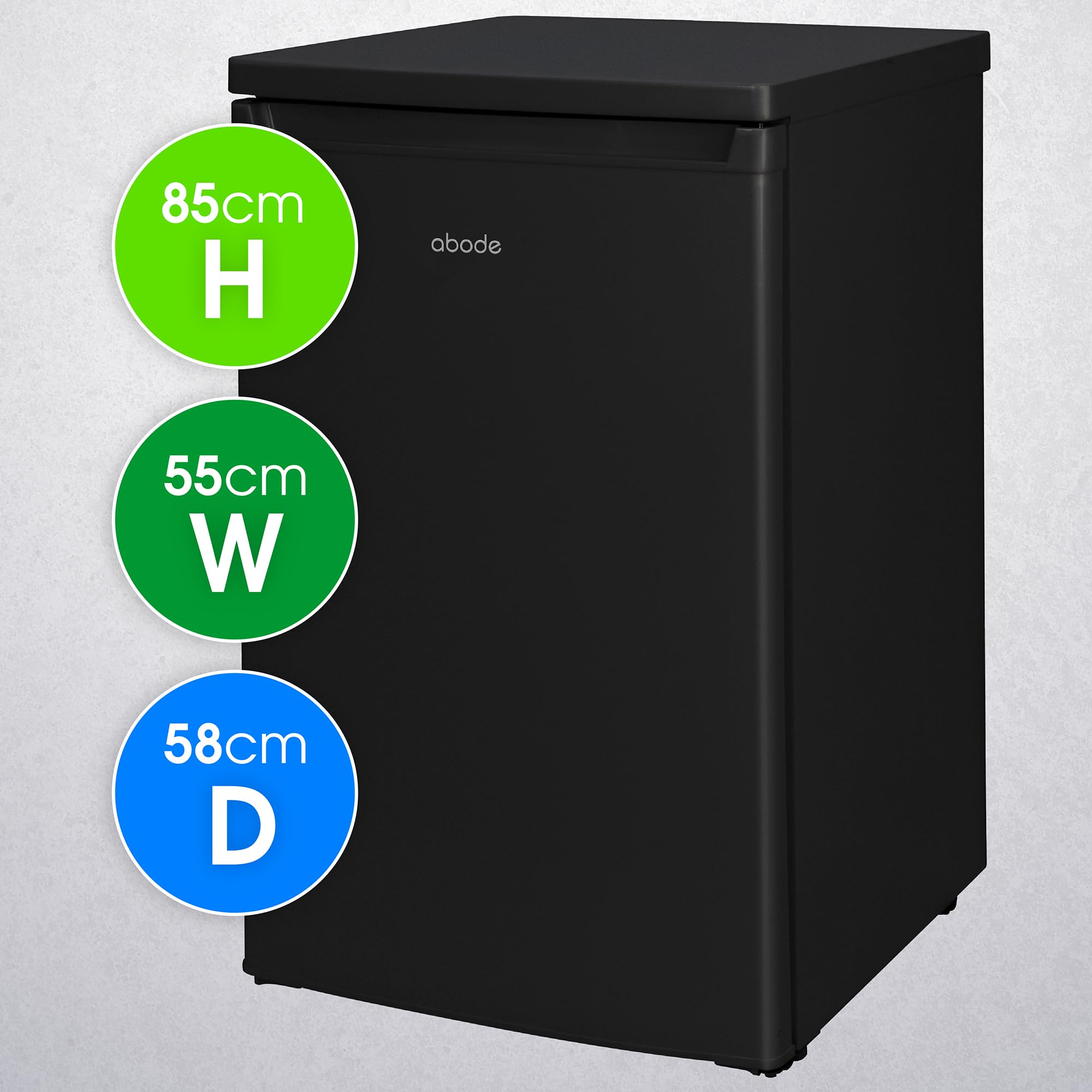 Abode Under Counter Freezer 55cm Wide Freestanding Black 91 Litre with 4 Drawers, Adjustable Feet & Reversible Door, 4 Star Freezer, Suitable for Garages & Outbuildings A85UCFZ552E1B (Black, 55 cm) - 2