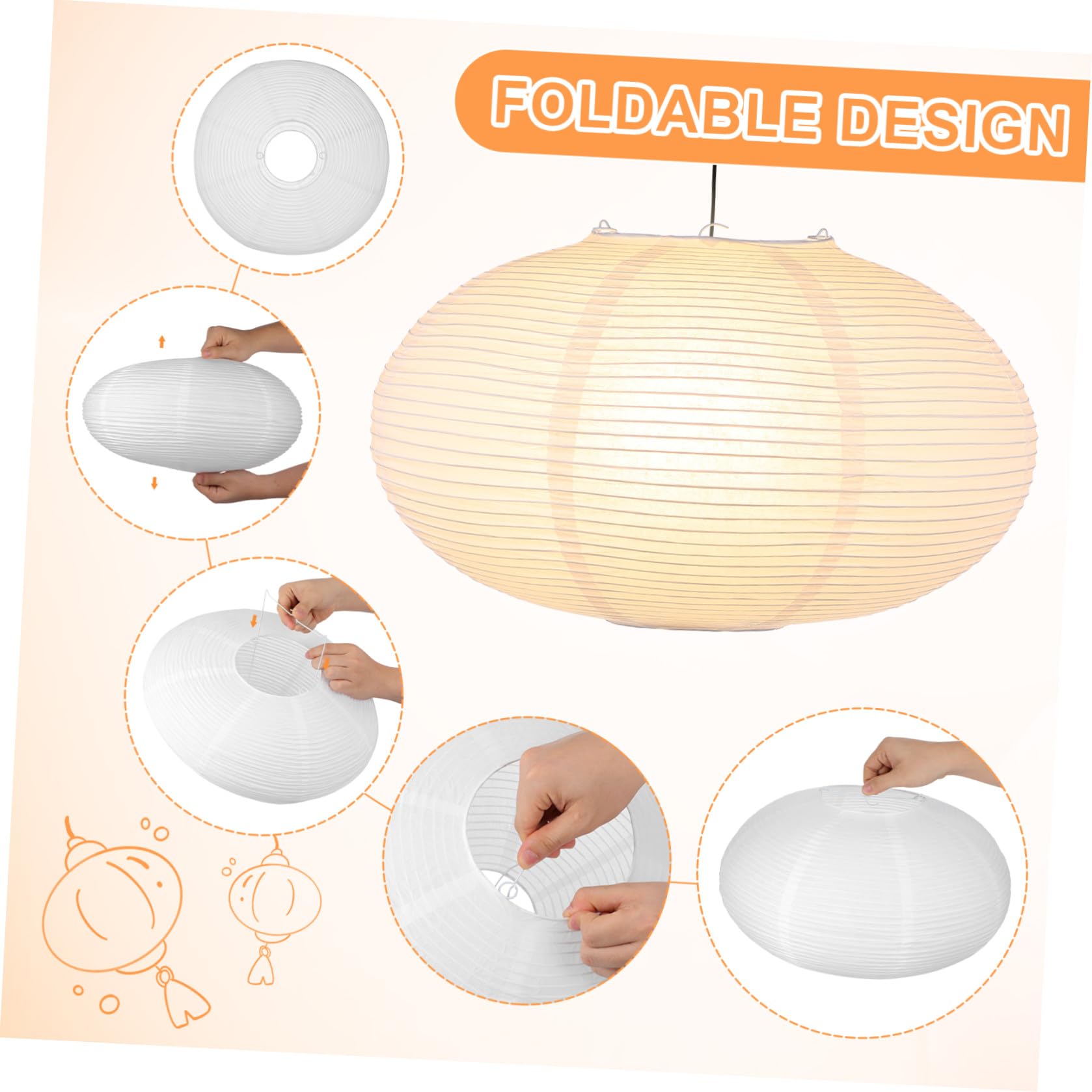 Paralume per Lampada Sospensione in Carta Bianco, Decorativo | Camera da Letto e Biblioteca, Facile da Installare, Semplice ed Elegante