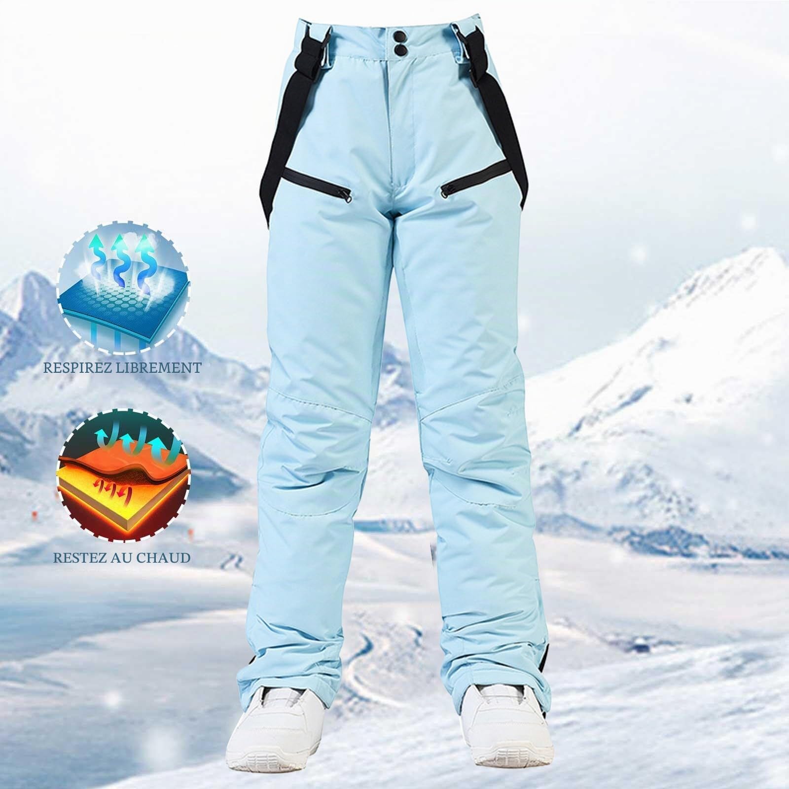 Générique Legging De Grossesse isolée pour Femme, Pantalon à Bretelles Couleur Unie Abdominale (Blue, XL)