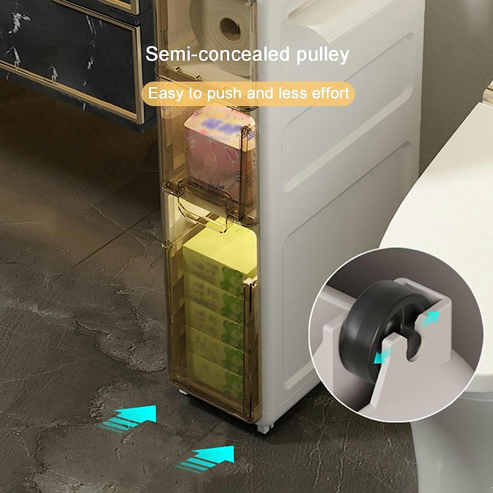 Cassettiera impilabile per bagno, camera da letto, cucina, corridoio, piccolo mobile ad angolo autoportante alto con cassetti (bianco)