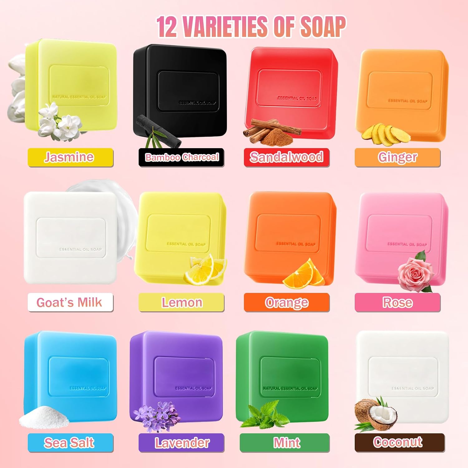12PCS Soap Bar,Soft Body Soap Bar with Natural Oils,Gentle Cleansing Bath Soap Bars,Moisturised Skin,Men and Women,for All Skin Types image 3