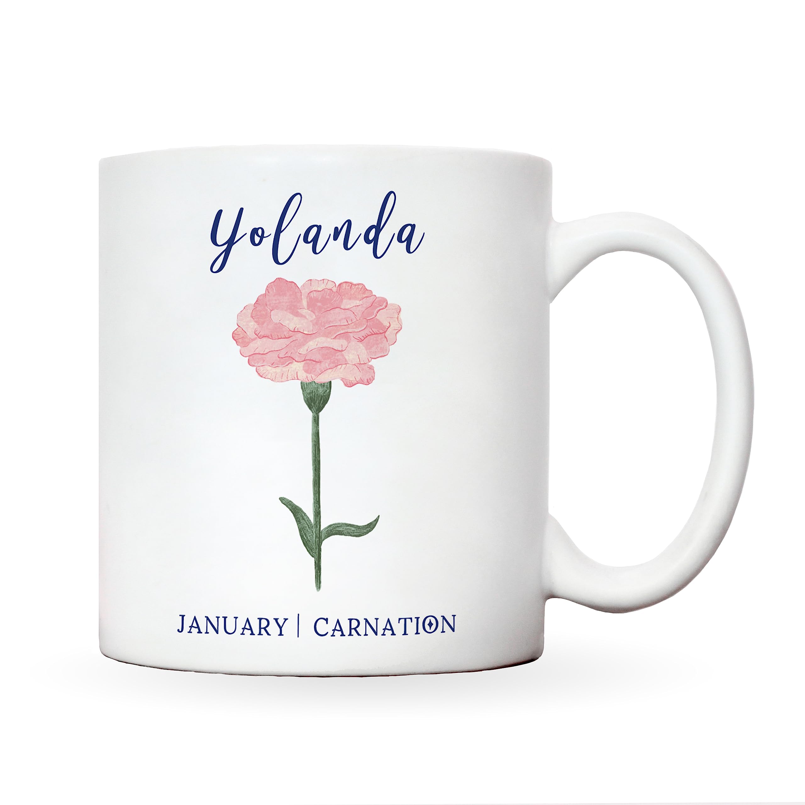 Manta Makes Birth flower personalised mug or coaster | personalized mug with birth month flower | birthday gift for her birth flower gift custom mug (January, Mug)
